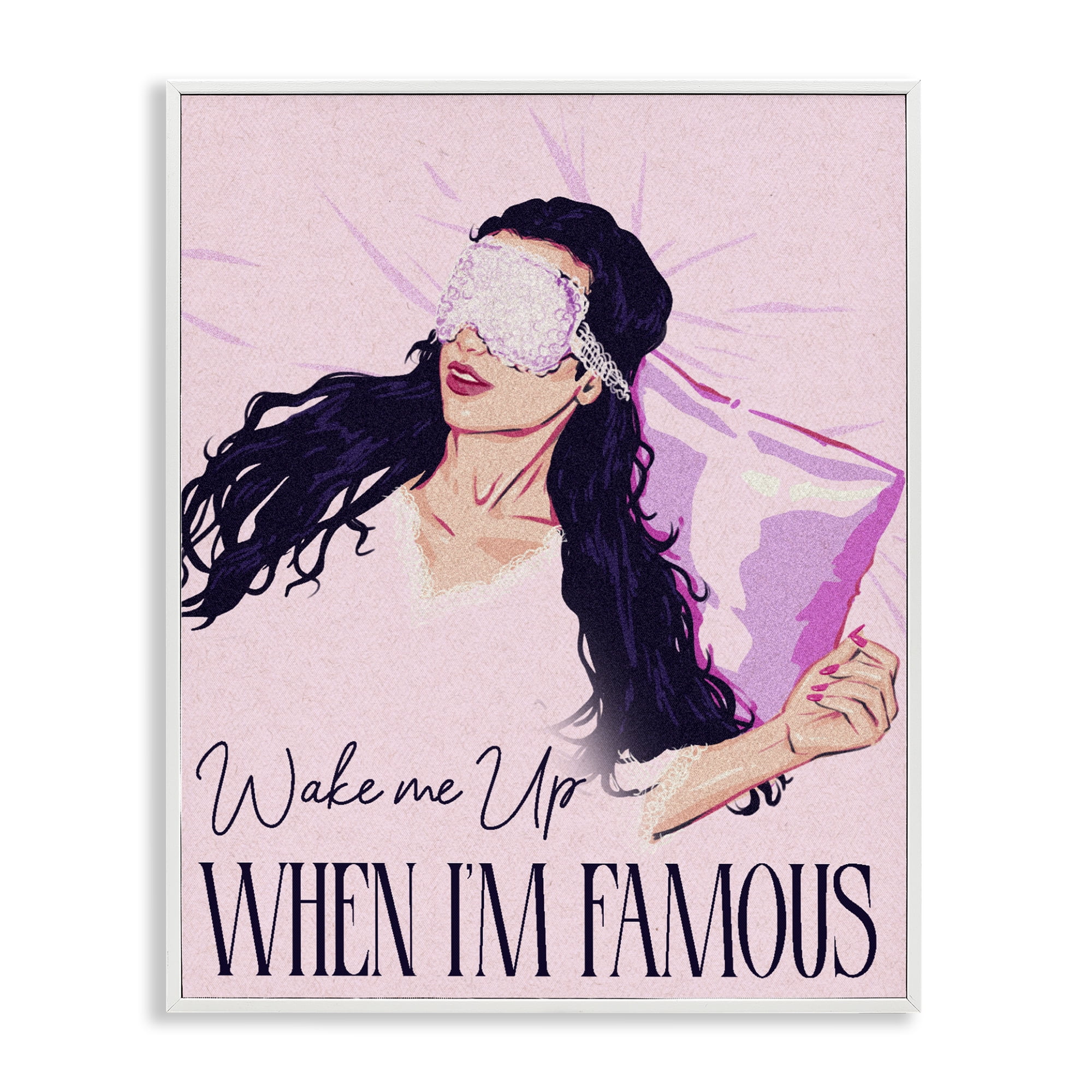 Stupell Industries Wake Me Up When Famous White Framed Giclee Art, design by Ziwei Li