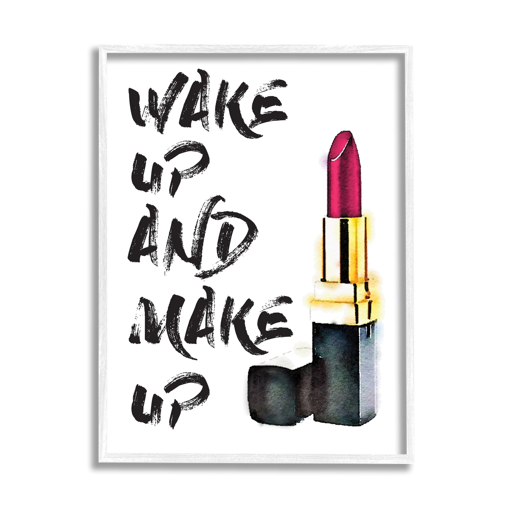Stupell Industries Wake Up And Make Up Graphic Art Framed Art Print Wall Art, 11x14, By Amanda Greenwood