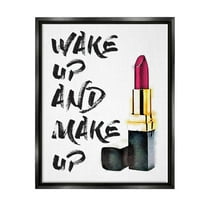 Stupell Industries Wake Up And Make Up Jet Black Framed Floating Canvas Wall Art, 16x20, by Amanda Greenwood