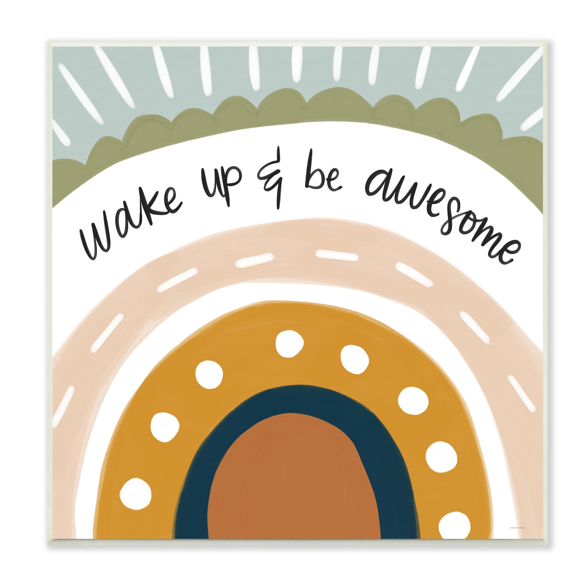 Stupell Industries Wake Up & Be Awesome Abstract Patterned Rainbow,12 x 12, Design by Lady Louise Designs