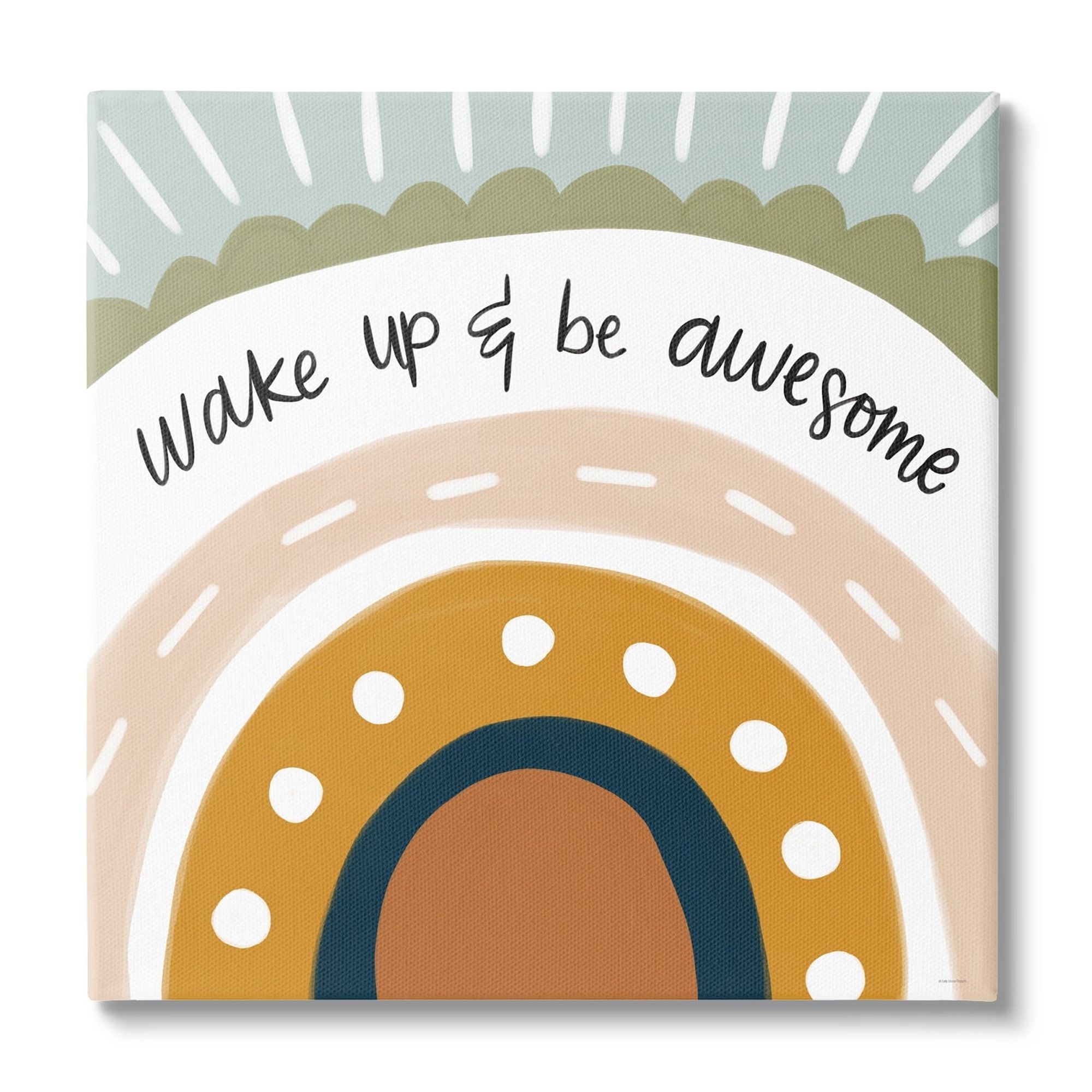 Stupell Industries Wake Up & Be Awesome Abstract Patterned Rainbow,24 x 24, Design by Lady Louise Designs
