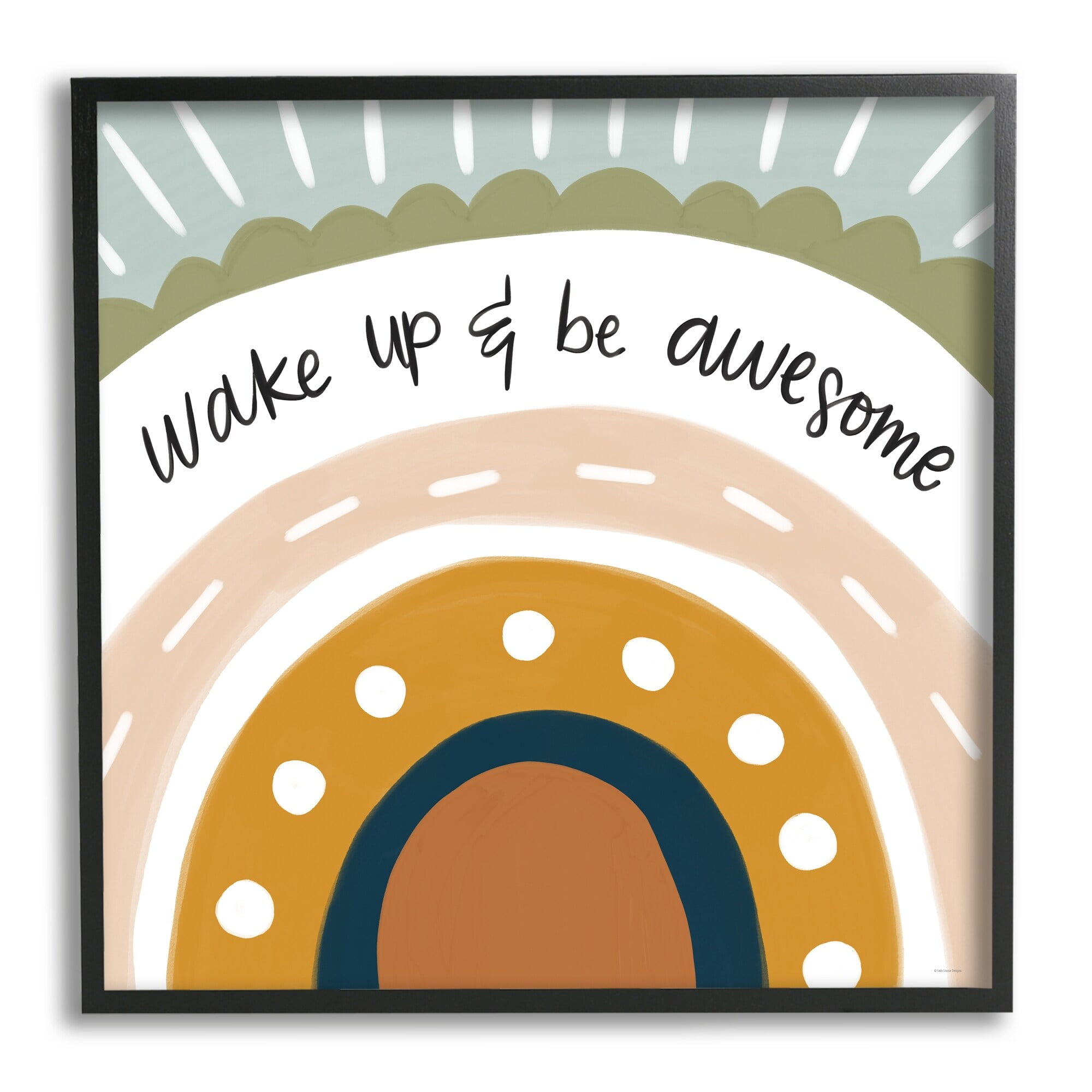Stupell Industries Wake Up & Be Awesome Abstract Patterned Rainbow,24 x 24, Design by Lady Louise Designs