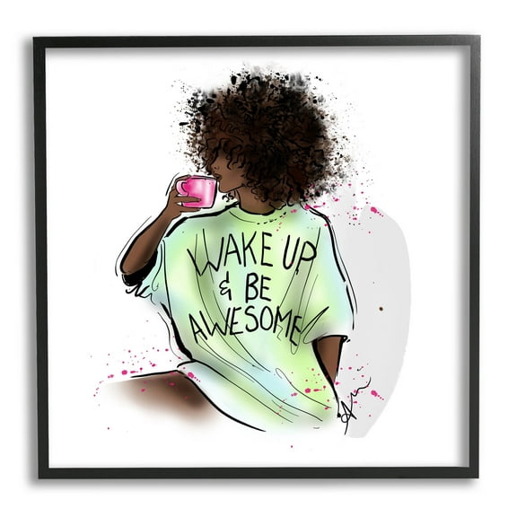 Stupell Industries Wake Up Be Awesome Phrase Graphic Art Black Framed Art Print Wall Art, Design by Alison Petrie