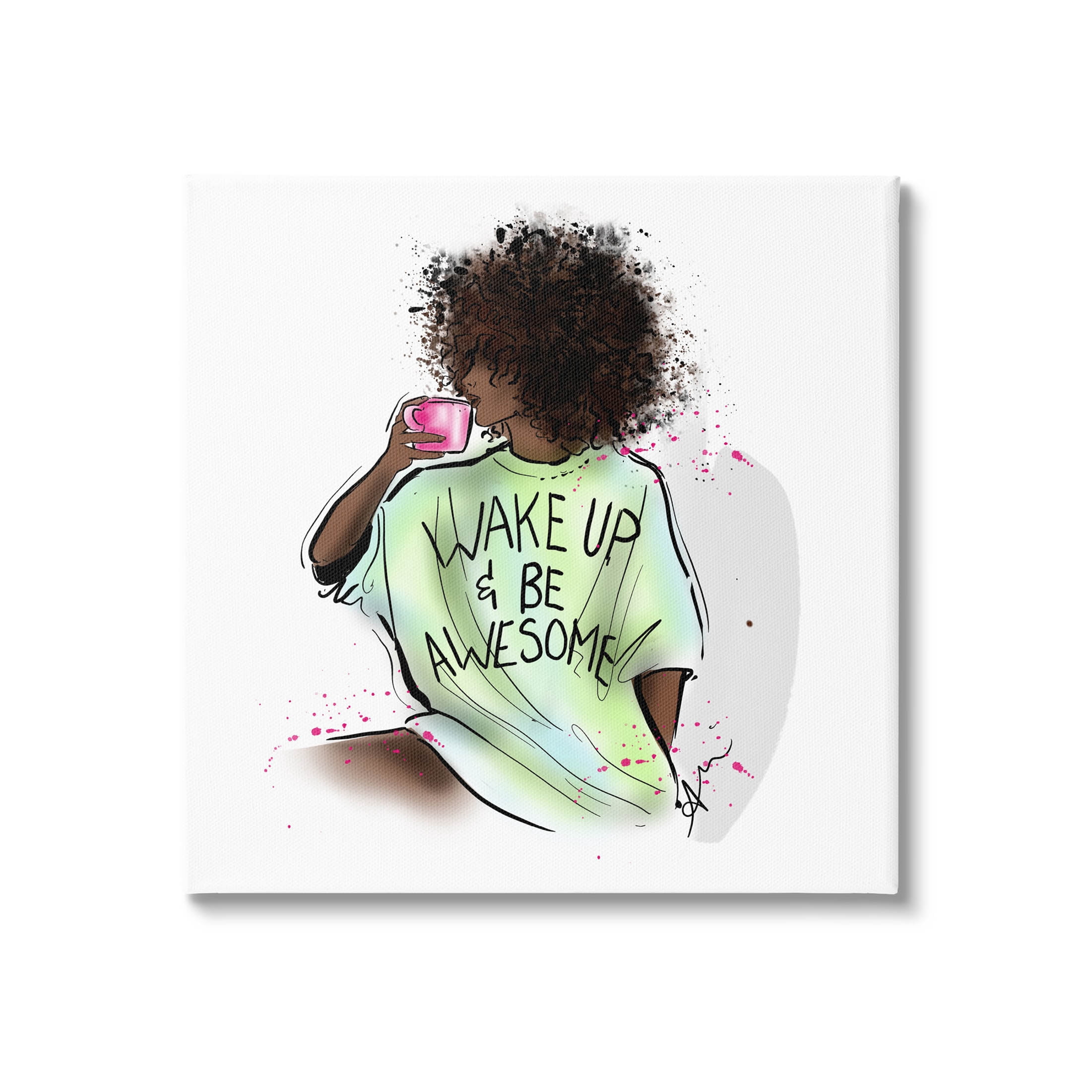 Stupell Industries Wake Up Be Awesome Phrase Graphic Art Gallery Wrapped Canvas Print Wall Art, Design by Alison Petrie
