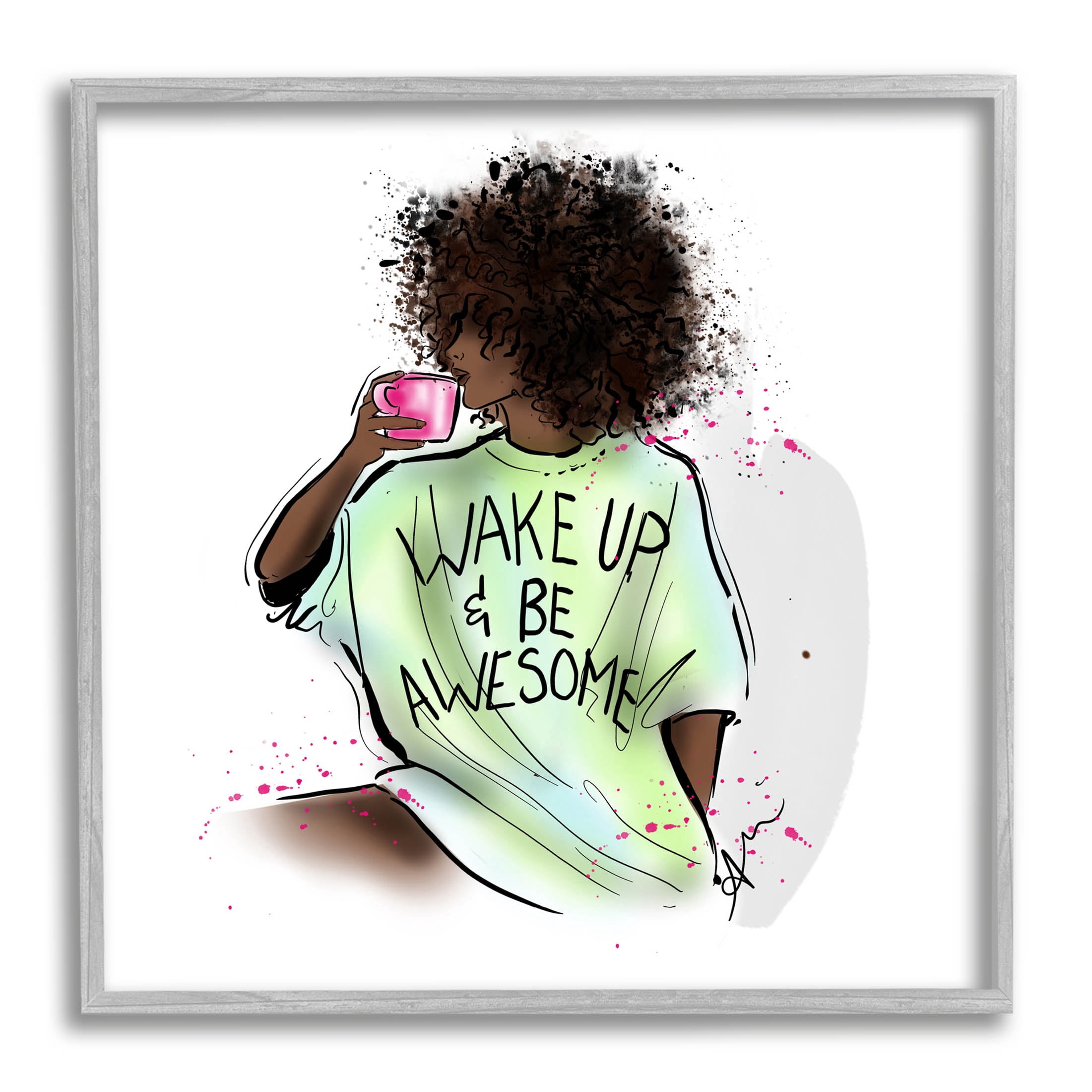 Stupell Industries Wake Up Be Awesome Phrase Graphic Art Gray Framed Art Print Wall Art, Design by Alison Petrie