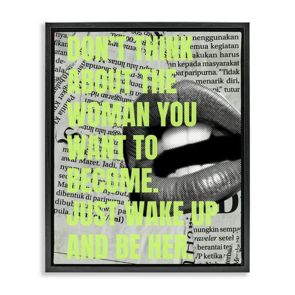Stupell Industries Wake Up & Be Her Inspiring People Painting Black Floater Framed Canvas Art Print Wall Art, 17 x 21