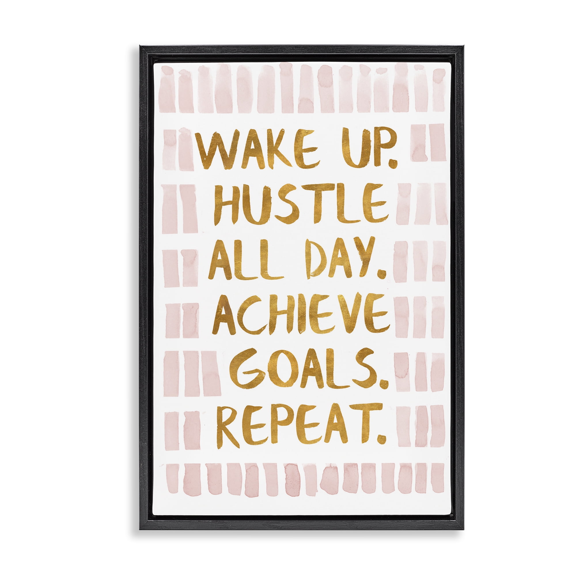 Stupell Industries Wake Up & Hustle Typography Painting Black Floater Framed Art Print Wall Art, 17 x 25