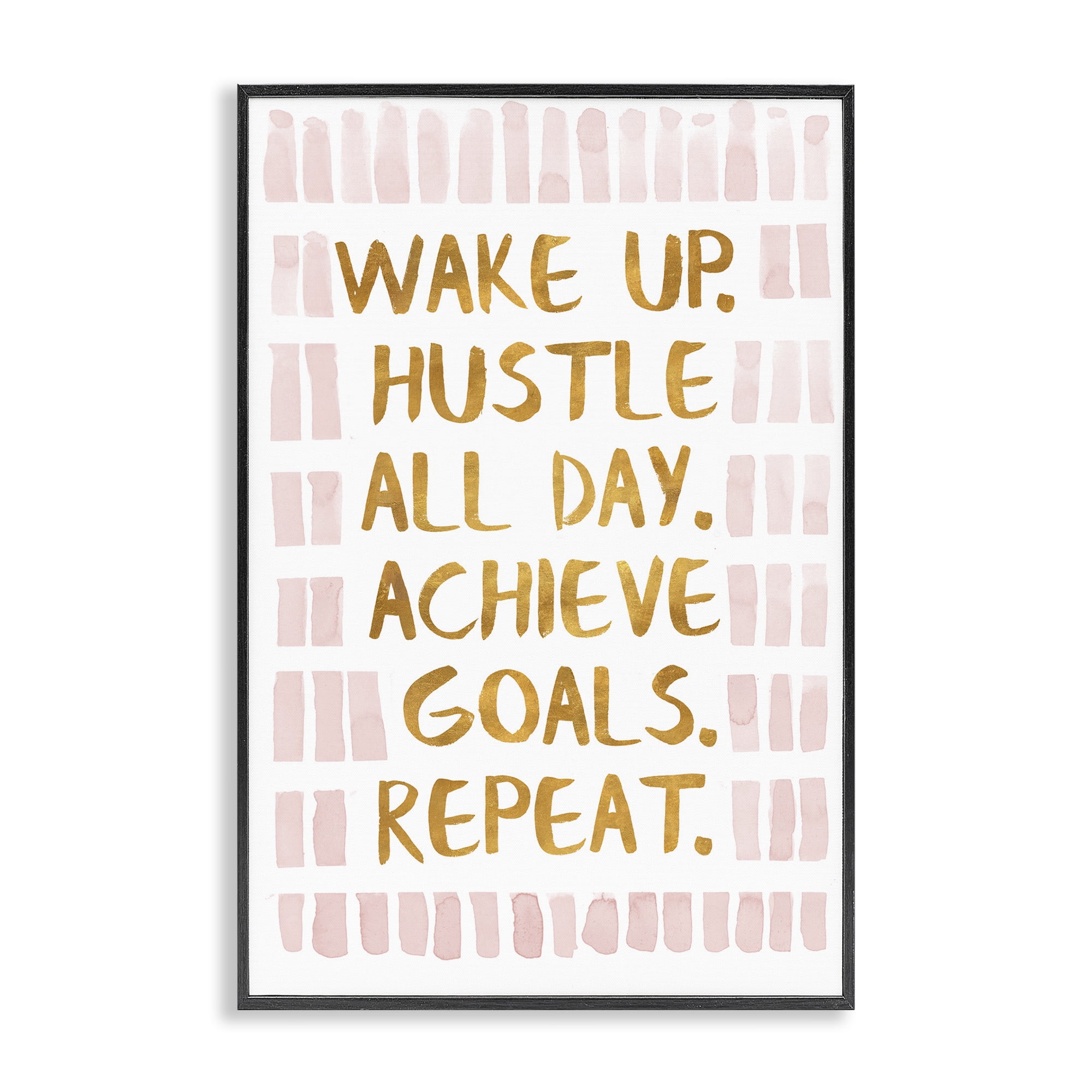 Stupell Industries Wake Up & Hustle Typography Painting Black Framed Art Print Wall Art, 12 x 18