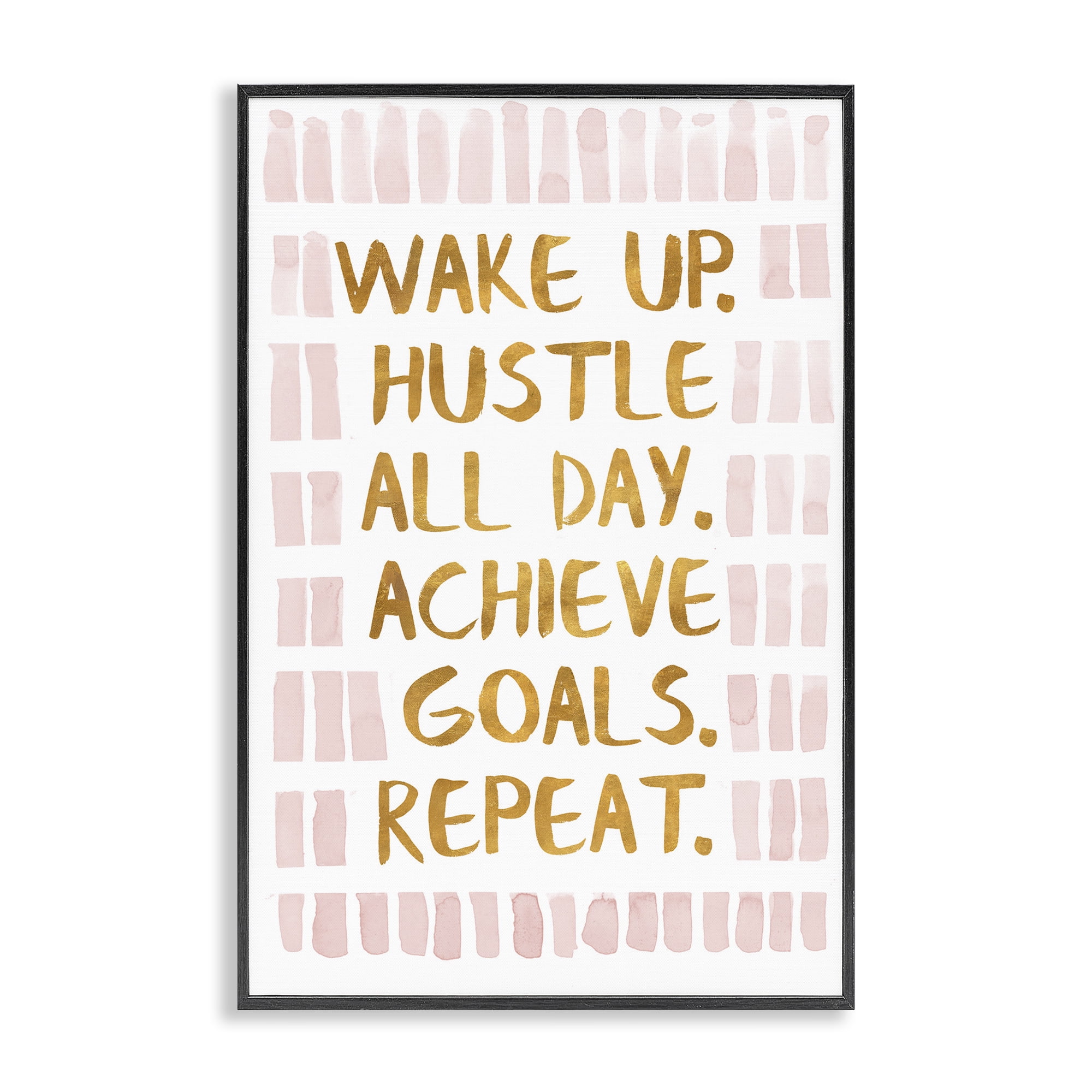 Stupell Industries Wake Up & Hustle Typography Painting Black Framed Art Print Wall Art, 20 x 30