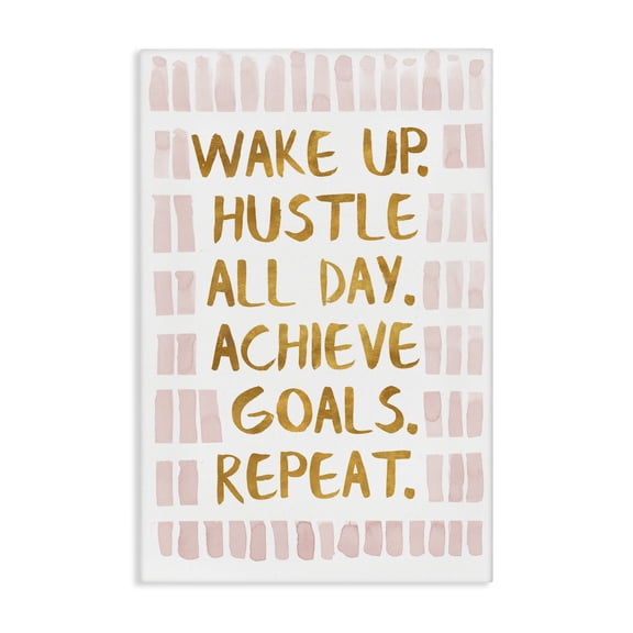 Stupell Industries Wake Up & Hustle Typography Painting Gallery Wrapped Canvas Art Print Wall Art, 24 x 36