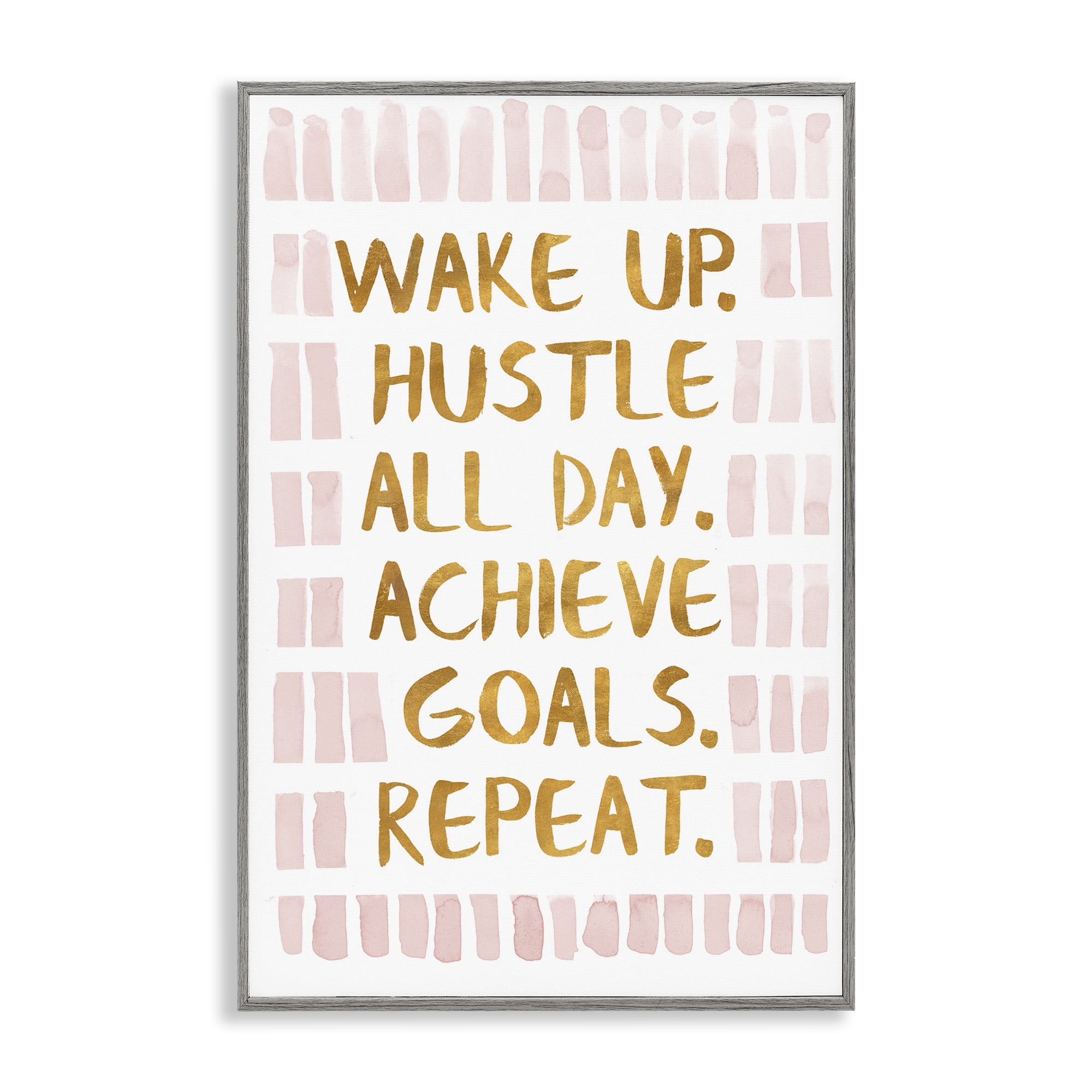 Stupell Industries Wake Up & Hustle Typography Painting Gray Framed Art Print Wall Art, 16 x 24