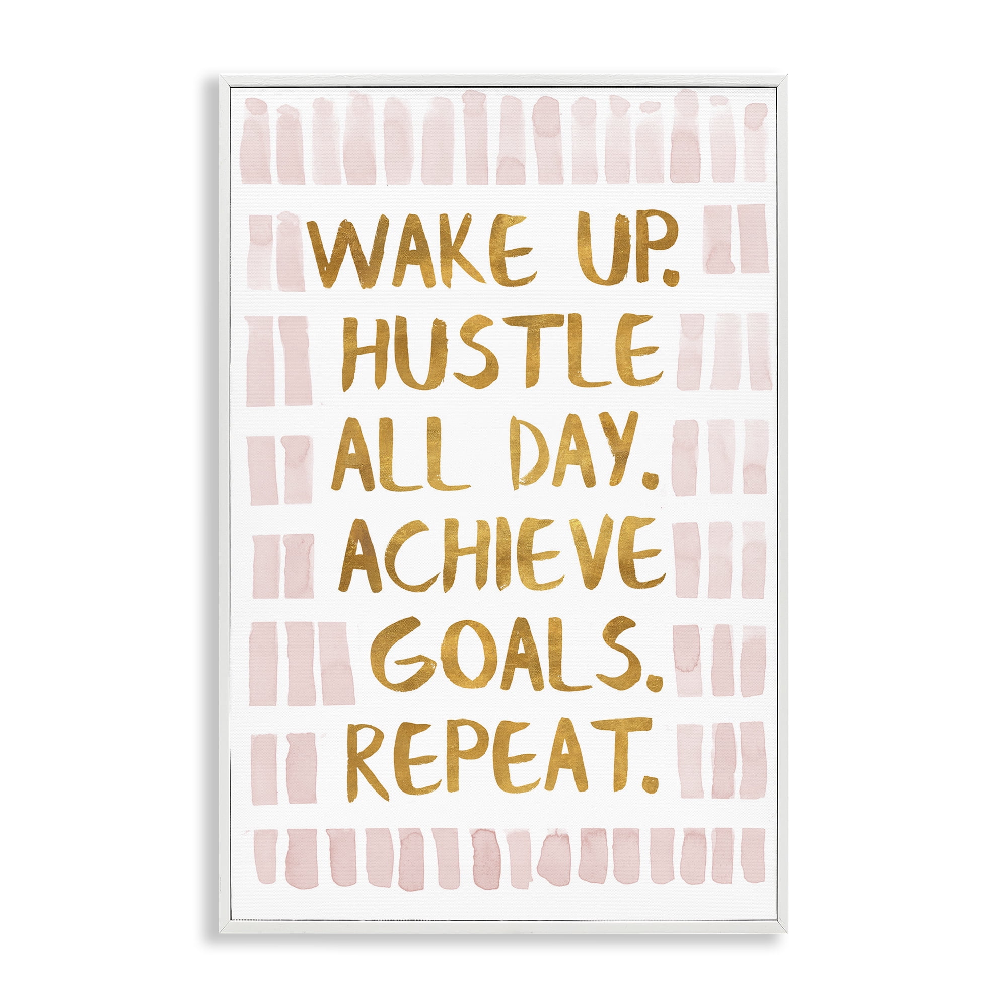 Stupell Industries Wake Up & Hustle Typography Painting White Framed Art Print Wall Art, 16 x 24