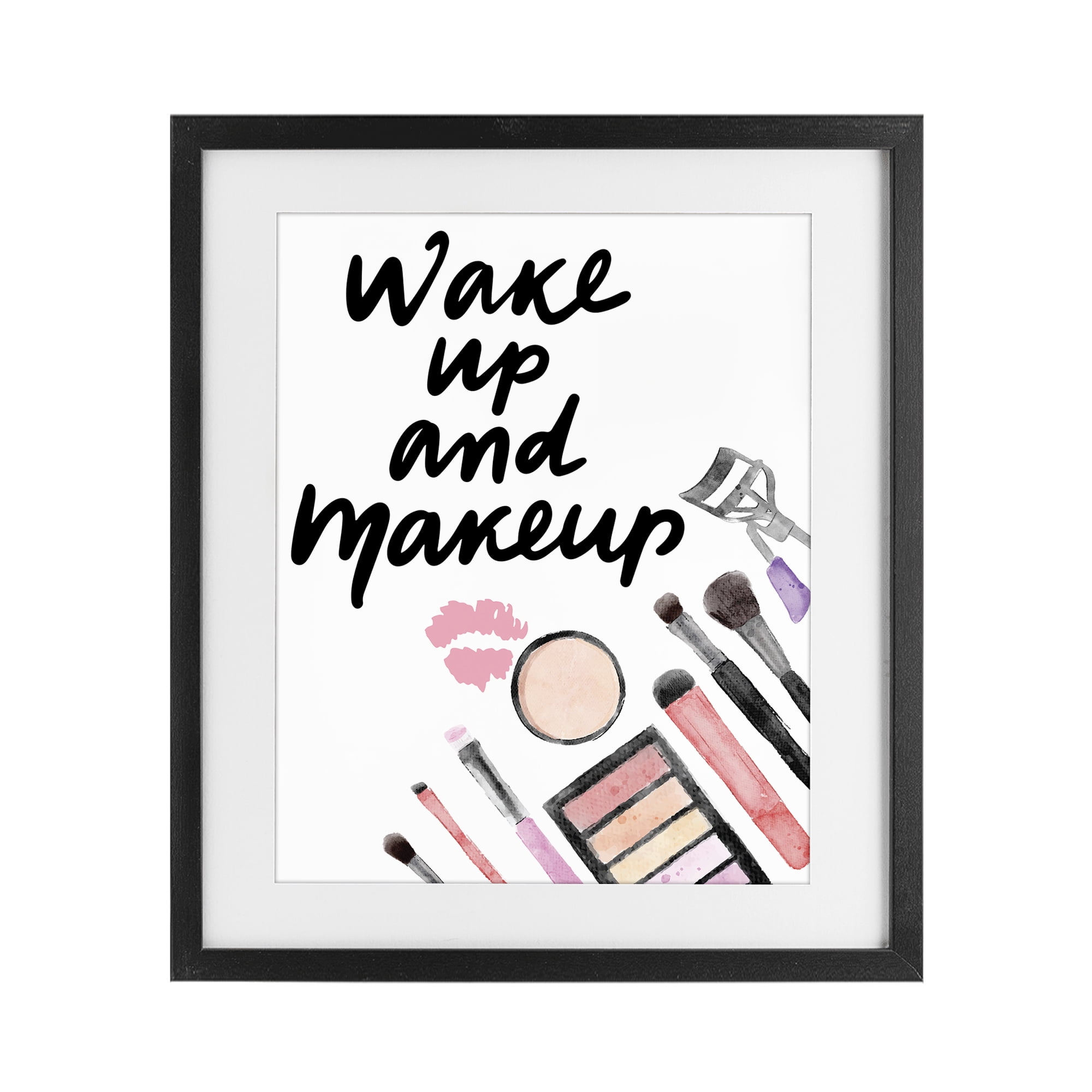 Stupell Industries Wake Up & Makeup Black Framed Print Under Glass, design by Jesse Keith