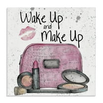 Stupell Industries Wake Up Makeup Phrase Beauty & Fashion Painting Gallery Wrapped Canvas Art Print Wall Art, 17 x 17