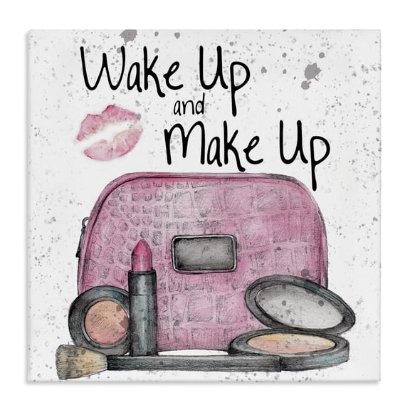 Stupell Industries Art Deco Wake Up Makeup Phrase Canvas Art, 17 x 17, by Levison Design