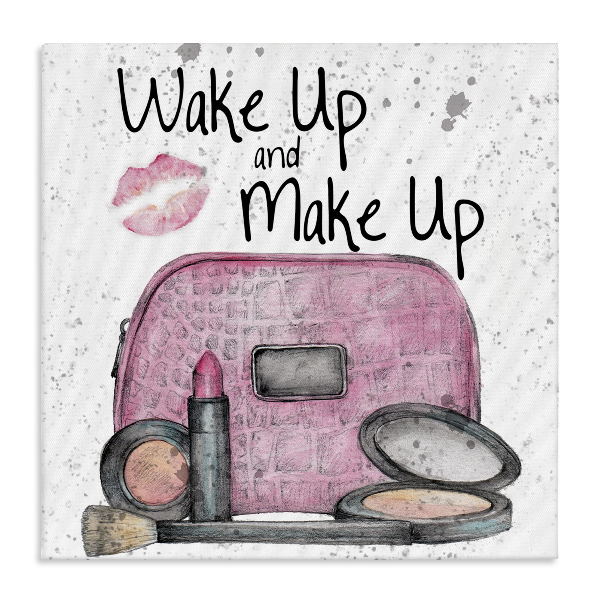 Stupell Industries Wake Up Makeup Phrase Beauty & Fashion Painting Gallery Wrapped Canvas Art Print Wall Art, 36 x 36