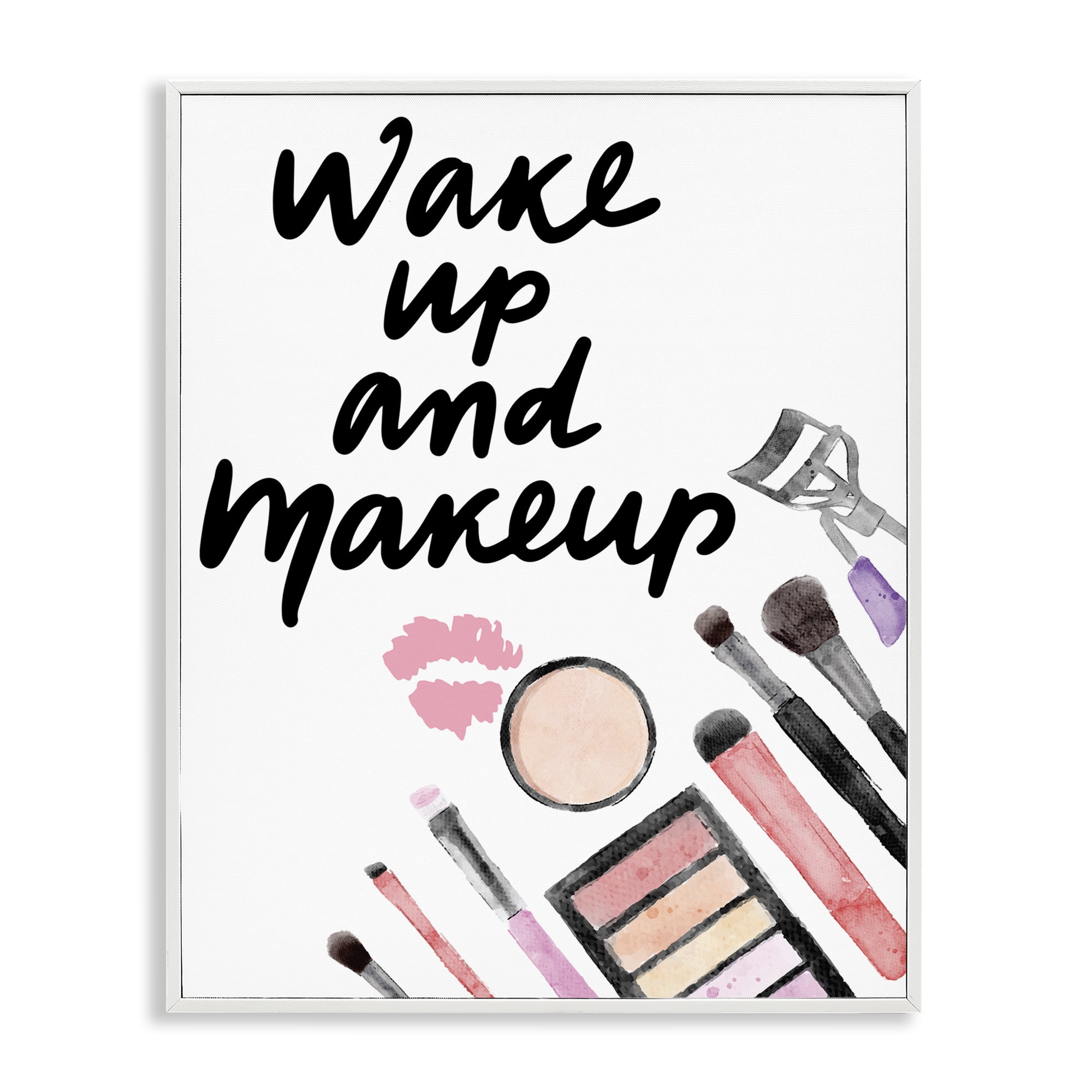 Stupell Industries Wake Up & Makeup White Framed Giclee Art, design by Jesse Keith