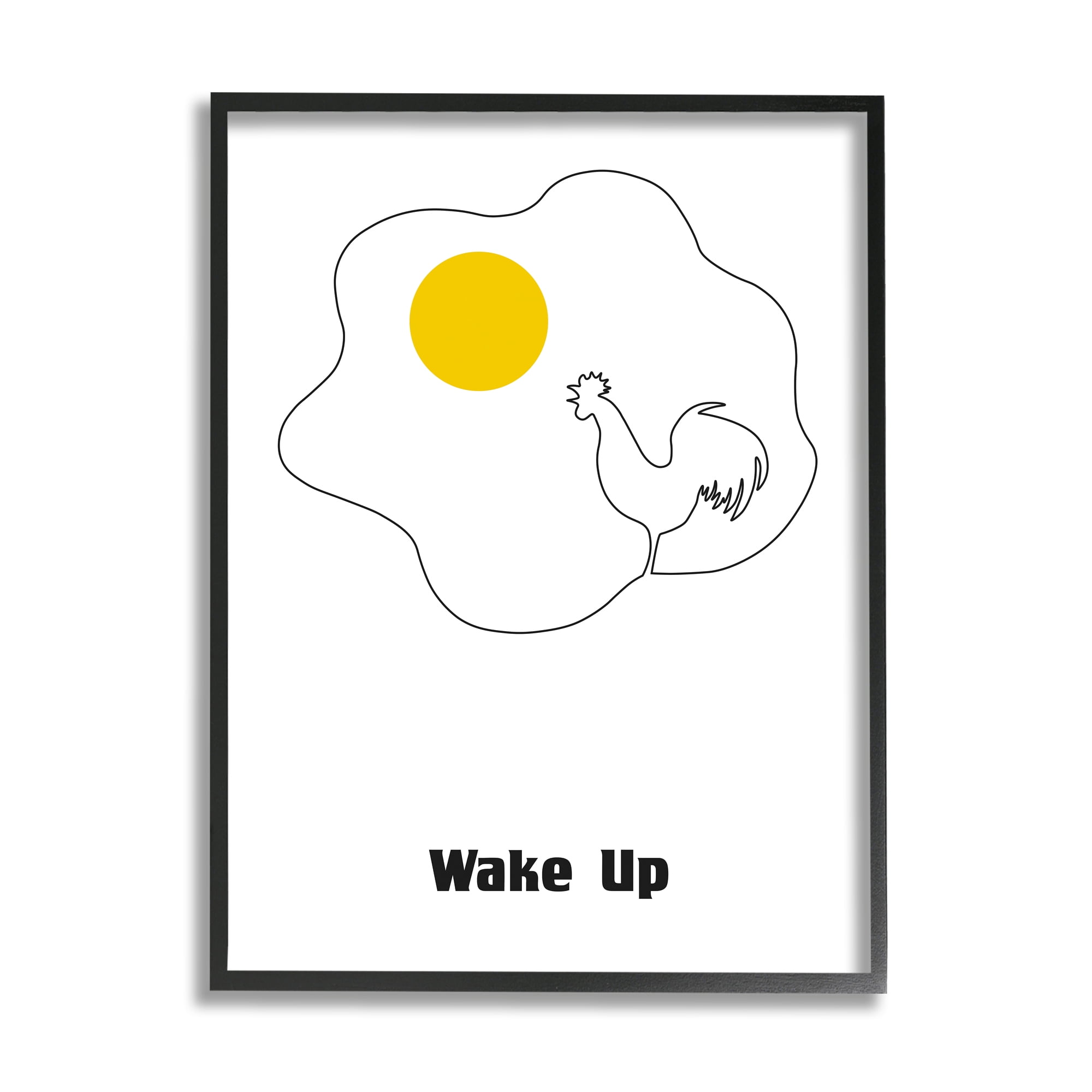 Stupell Industries Wake Up Rooster Sunrise Sunny Side Up Egg Food & Beverage Painting Black Framed Art Print Wall Art, 16 x 20
