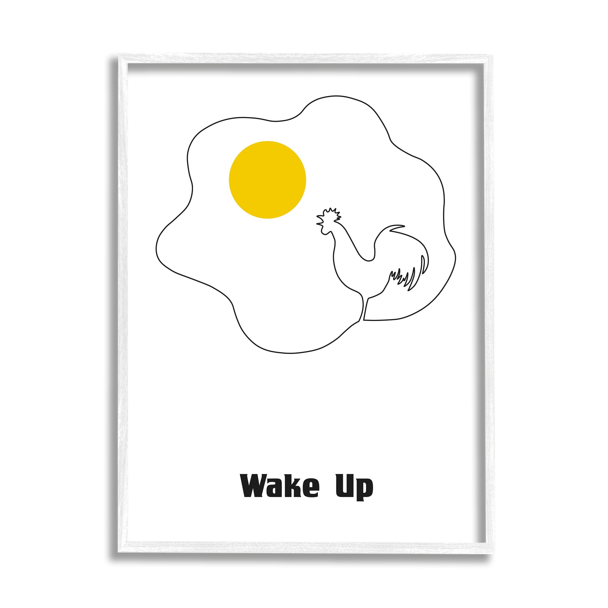 Stupell Industries Wake Up Rooster Sunrise Sunny Side Up Egg Food & Beverage Painting White Framed Art Print Wall Art, 24 x 30