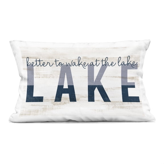 Stupell Industries - Wake at Lake Rustic Throw Pillow 14" x 20" by Kim Allen