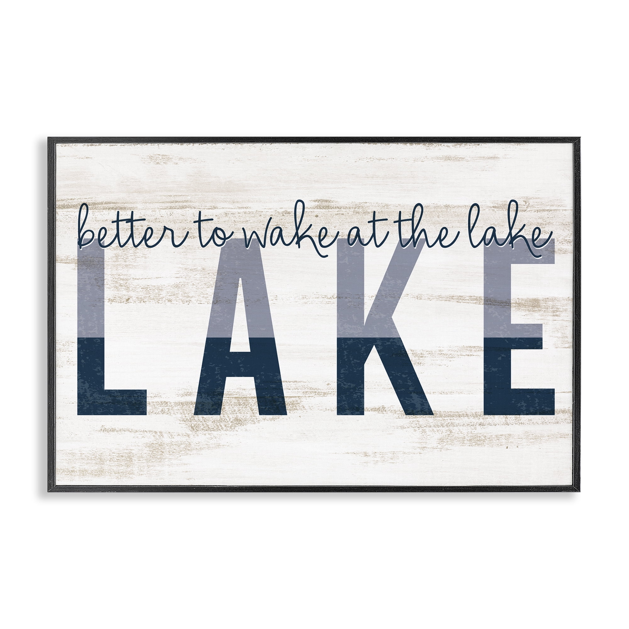 Stupell Industries Wake at Lake Rustic Text & Numbers Painting Black Framed Art Print Wall Art, 18 x 12