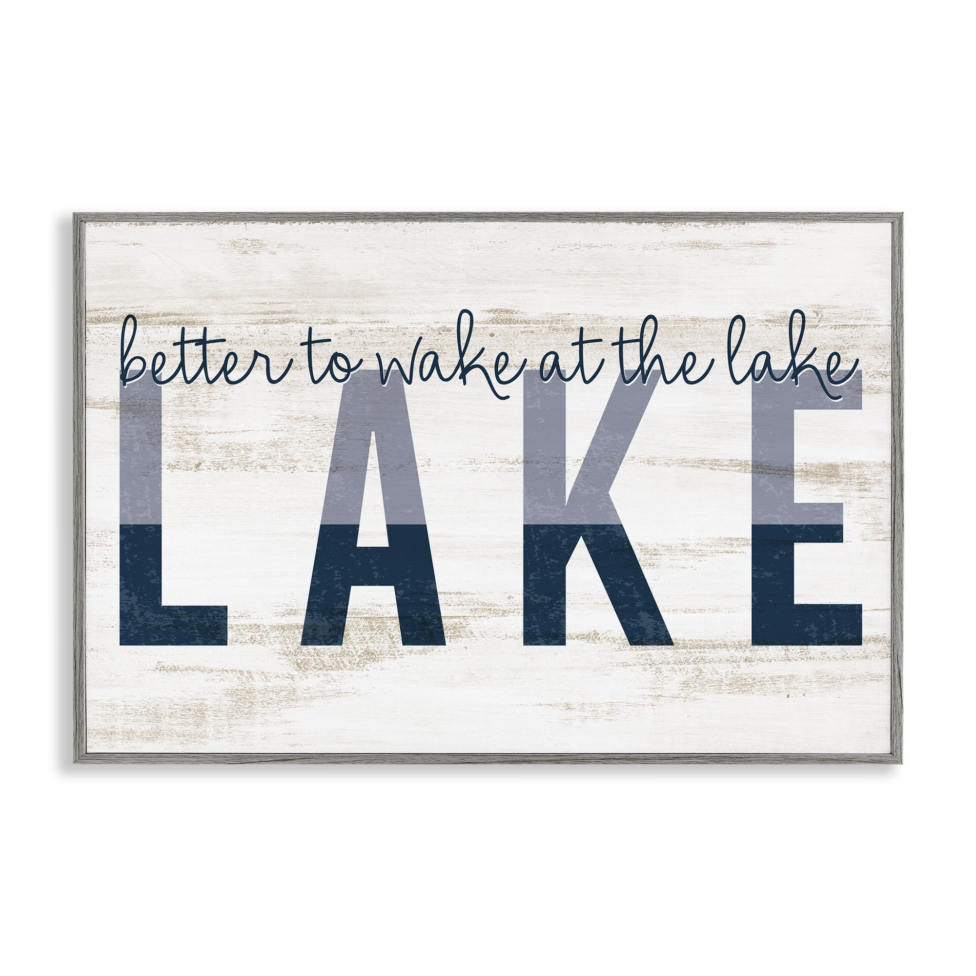 Stupell Industries Wake at Lake Rustic Text & Numbers Painting Gray Framed Art Print Wall Art, 18 x 12