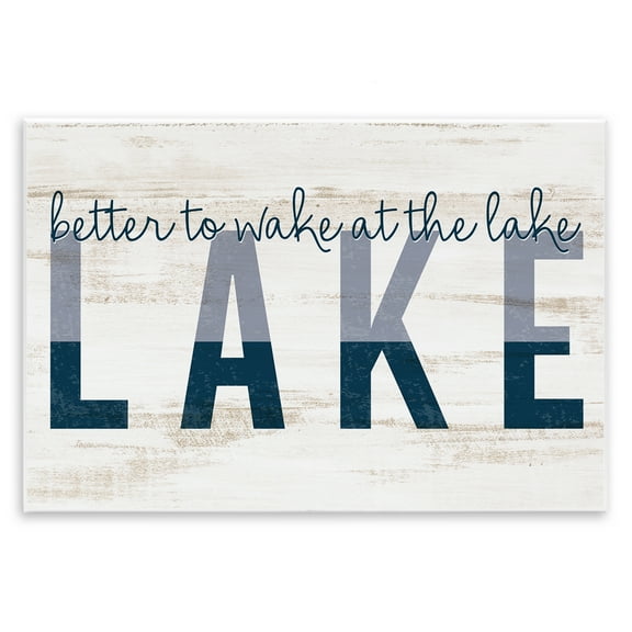 Stupell Industries Wake at Lake Rustic Text & Numbers Painting Unframed Art Print Wall Art, 15 x 10
