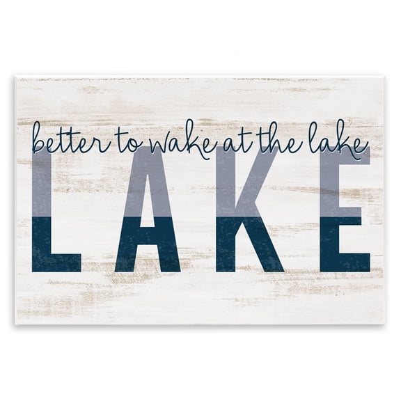 Stupell Industries Wake at Lake Rustic Text & Numbers Painting Unframed Art Print Wall Art, 19 x 13