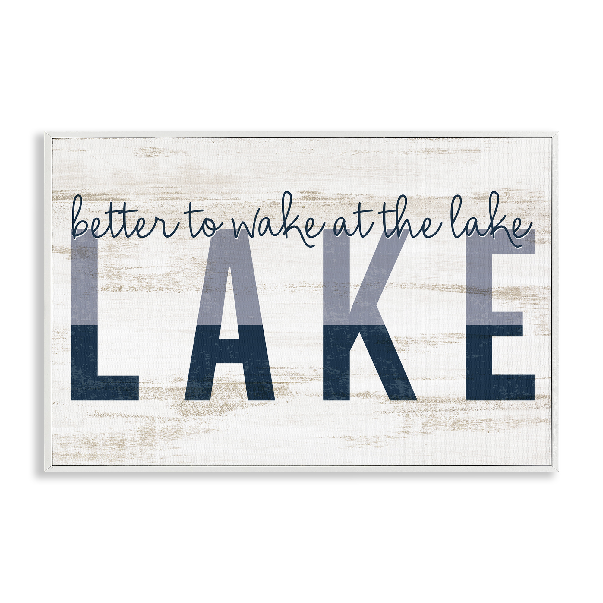 Stupell Industries Wake at Lake Rustic Text & Numbers Painting White Framed Art Print Wall Art, 18 x 12