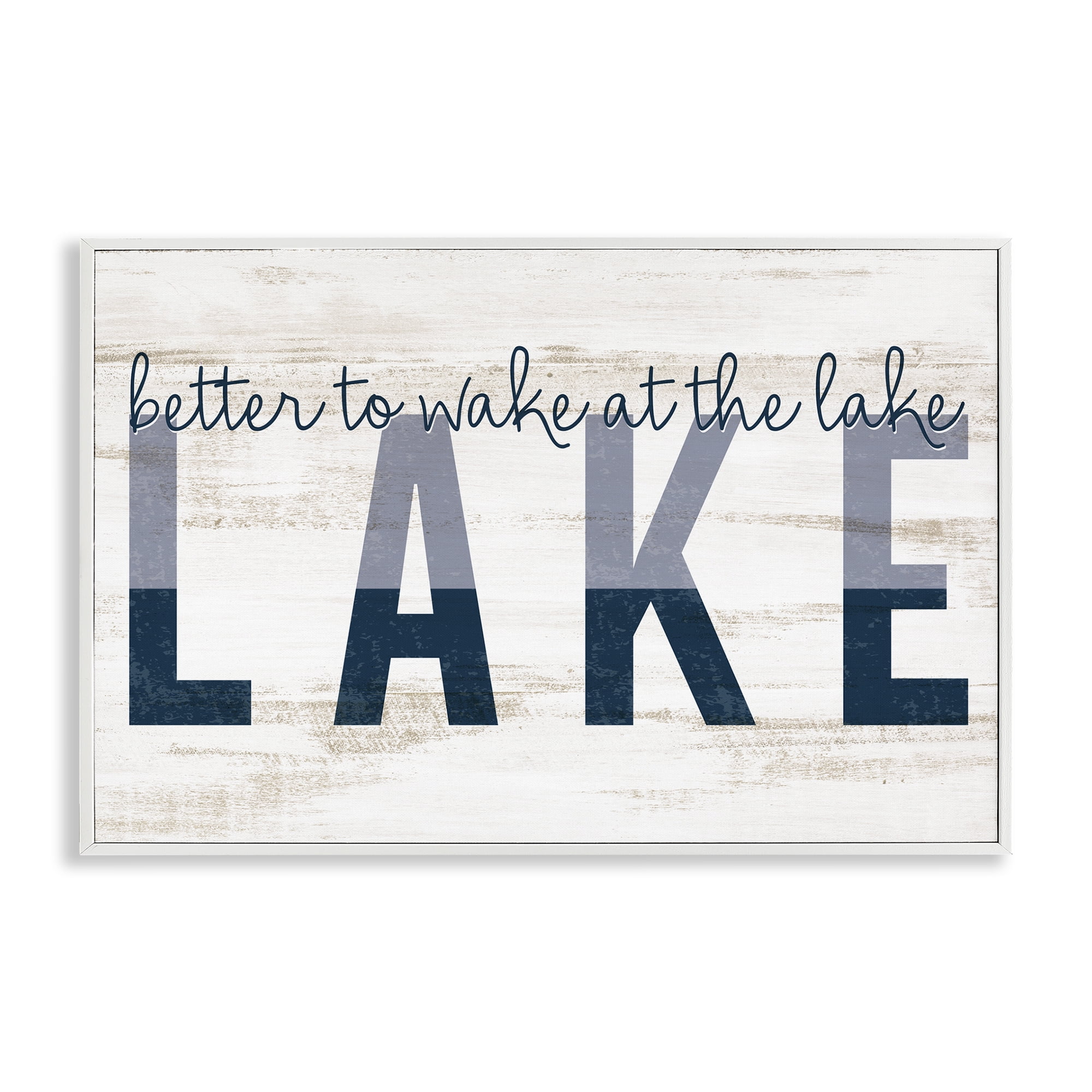 Stupell Industries Wake at Lake Rustic Text & Numbers Painting White Framed Art Print Wall Art, 24 x 16