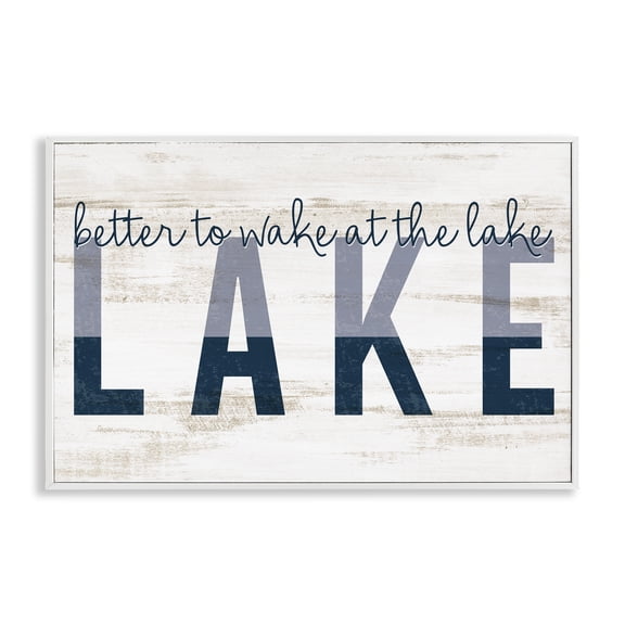 Stupell Industries Wake at Lake Rustic Text & Numbers Painting White Framed Art Print Wall Art, 30 x 20