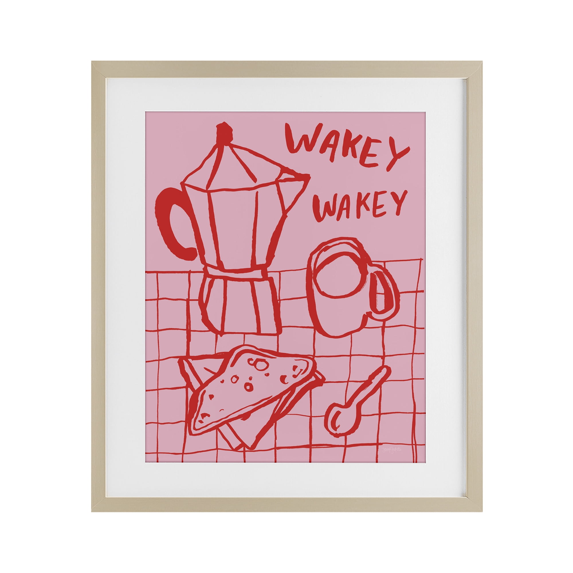 Stupell Industries Wakey Breakfast Doodles Birch Framed Print Under Glass, design by Jenaya Jackson