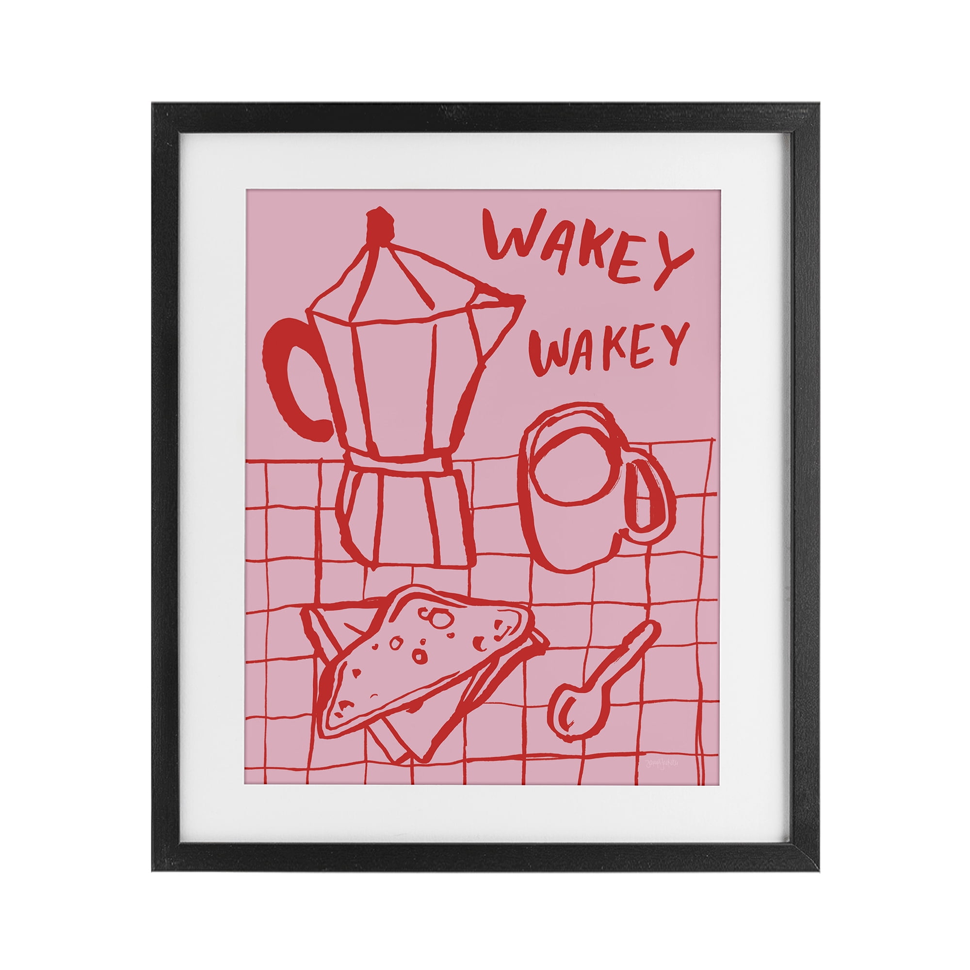 Stupell Industries Wakey Breakfast Doodles Black Framed Print Under Glass, design by Jenaya Jackson