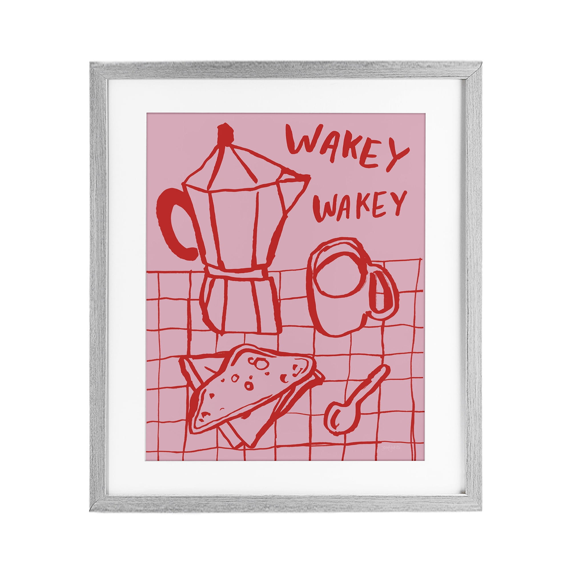 Stupell Industries Wakey Breakfast Doodles Gray Framed Print Under Glass, design by Jenaya Jackson