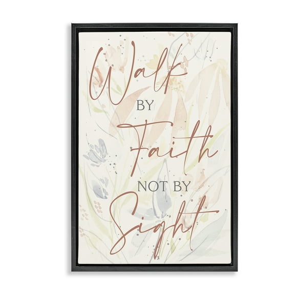 Stupell Industries Walk By Faith Phrase Religious Painting Black Floater Framed Art Print Wall Art, 17 x 25