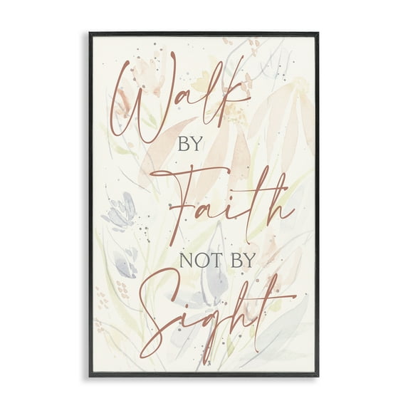 Stupell Industries Walk By Faith Phrase Religious Painting Black Framed Art Print Wall Art, 12 x 18