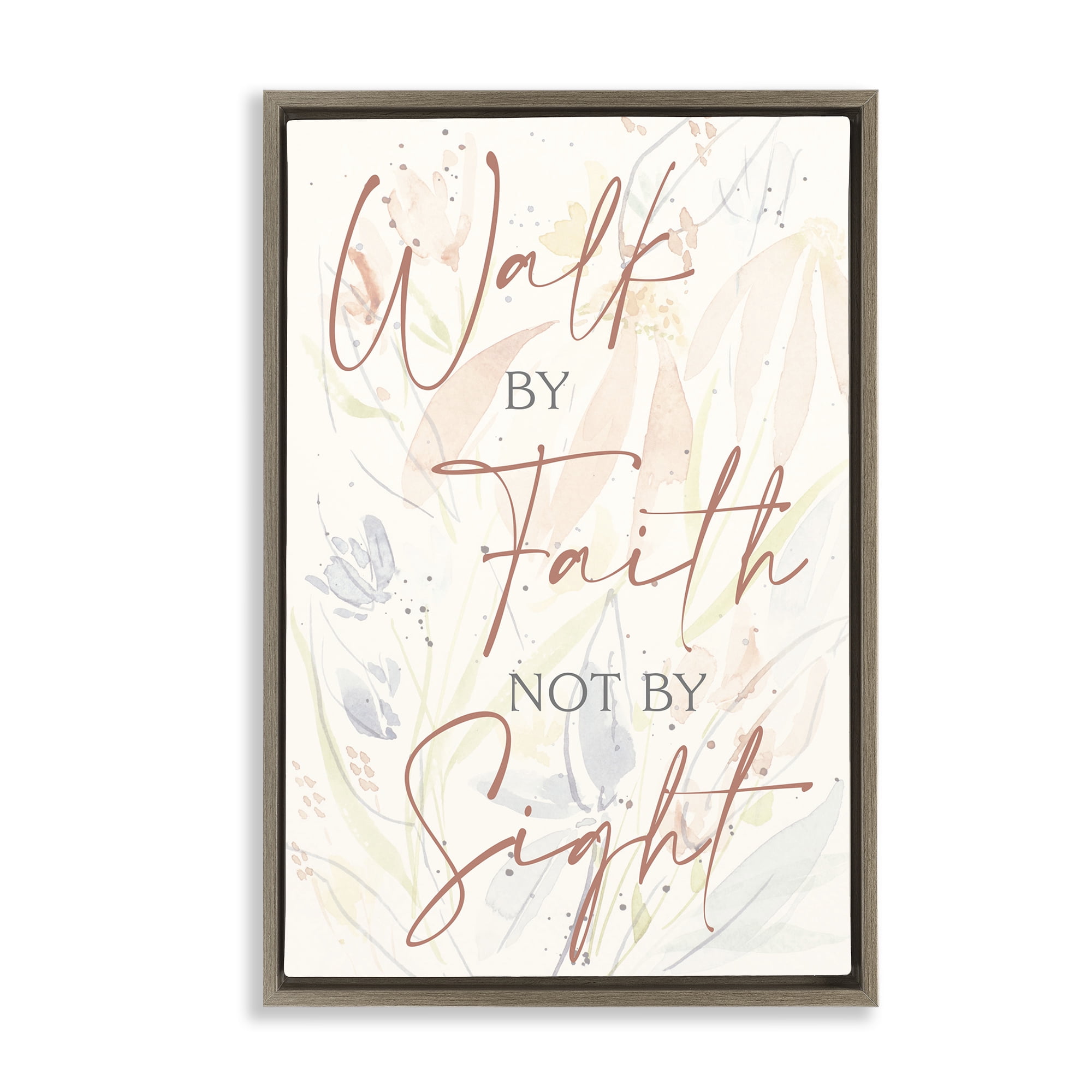 Stupell Industries Walk By Faith Phrase Religious Painting Brown Floater Framed Art Print Wall Art, 17 x 25