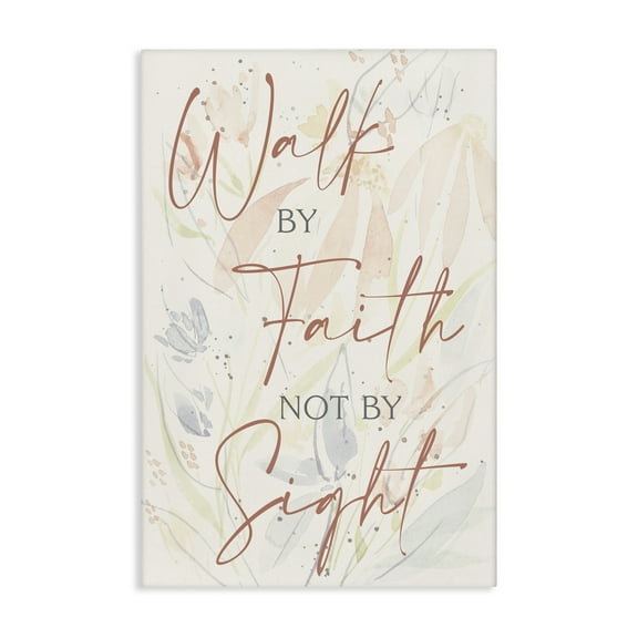 Stupell Industries Walk By Faith Phrase Religious Painting Gallery Wrapped Canvas Art Print Wall Art, 16 x 24