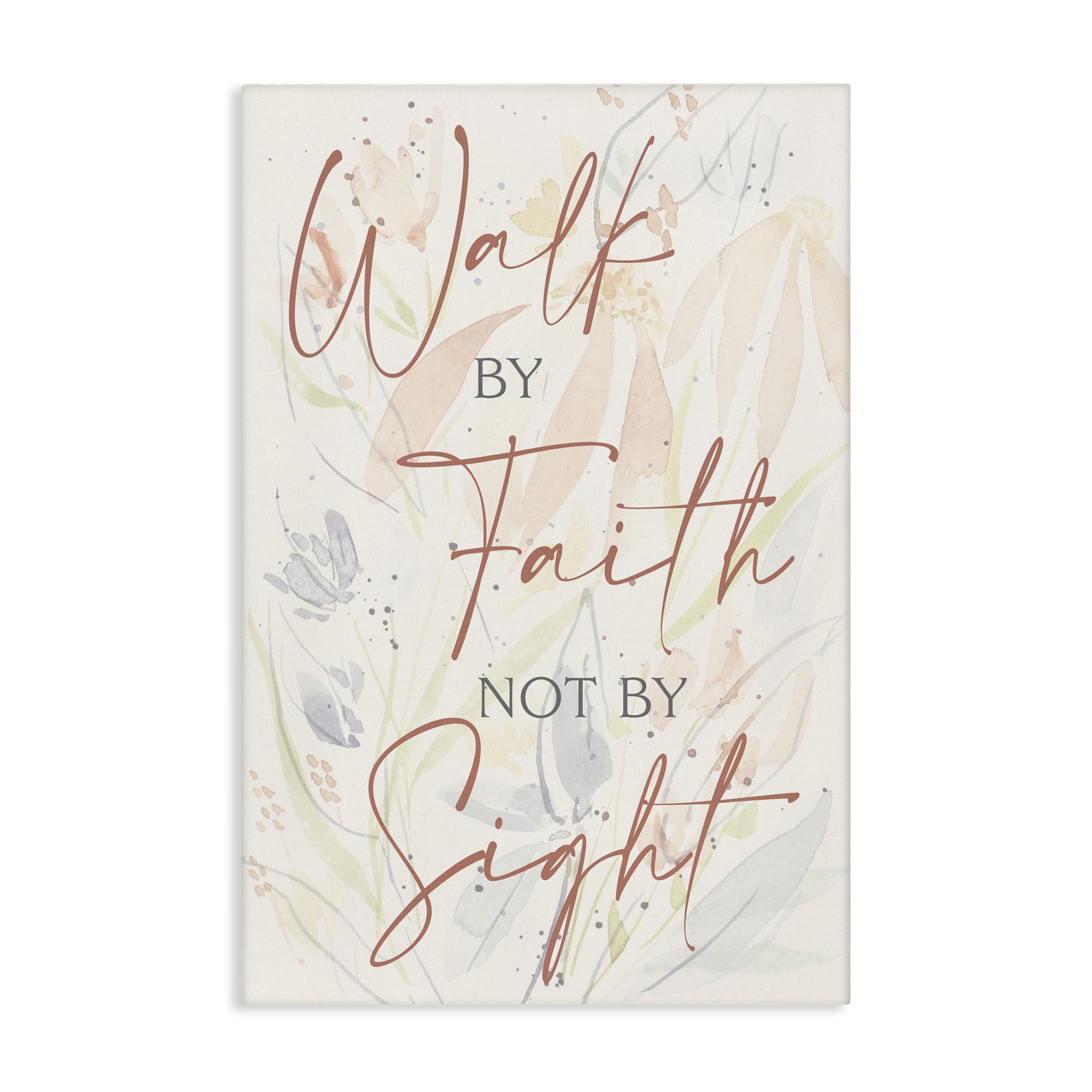 Stupell Industries Walk By Faith Phrase Religious Painting Gallery Wrapped Canvas Art Print Wall Art, 20 x 30