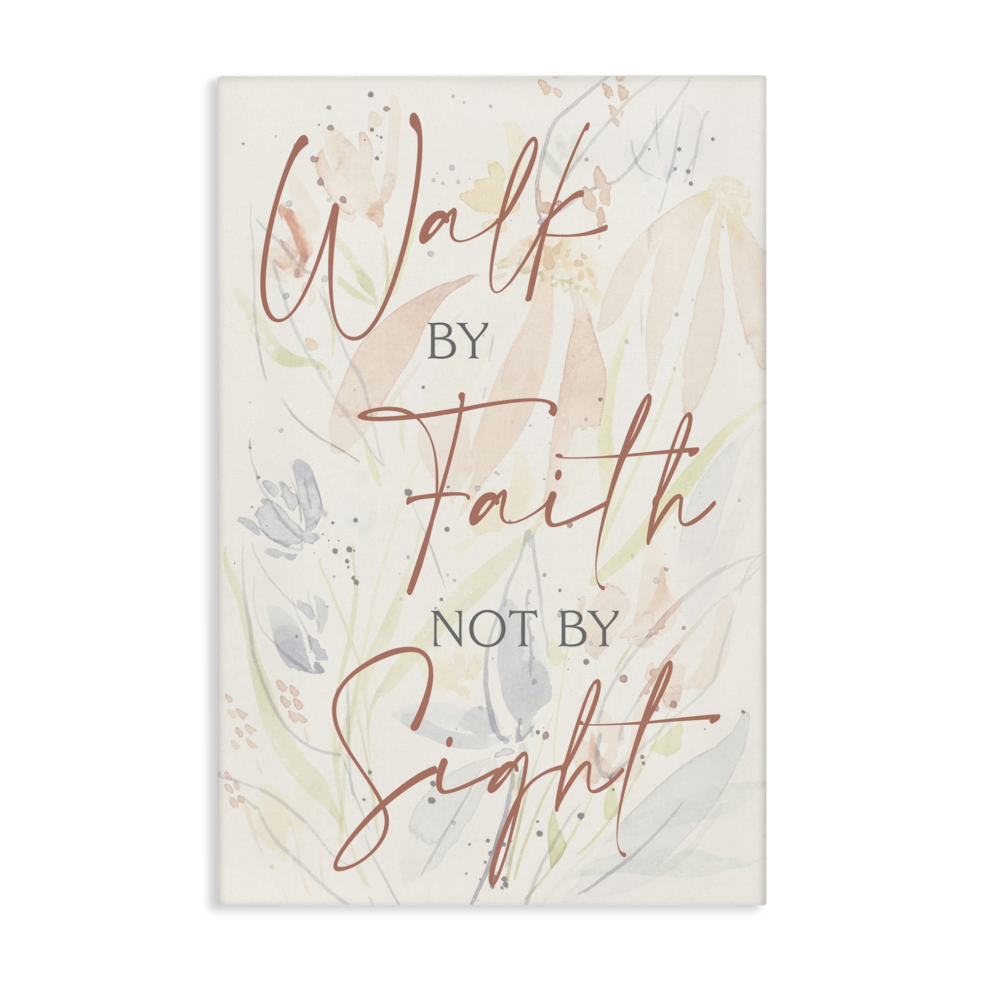 Stupell Industries Walk By Faith Phrase Religious Painting Gallery Wrapped Canvas Art Print Wall Art, 24 x 36
