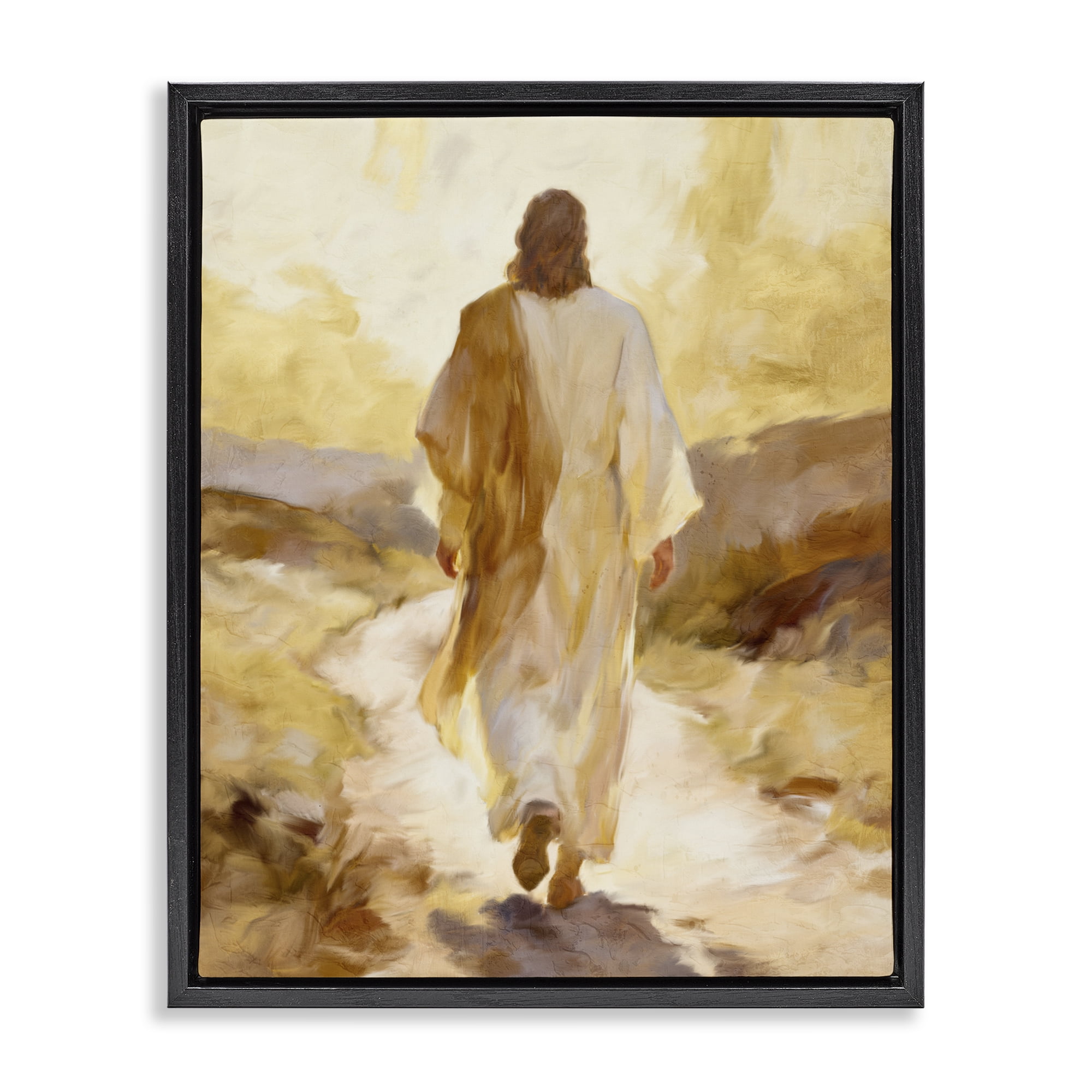 Stupell Industries Walk By Faith Sunset Black Framed Floater Canvas Wall Art, design by Kim Allen