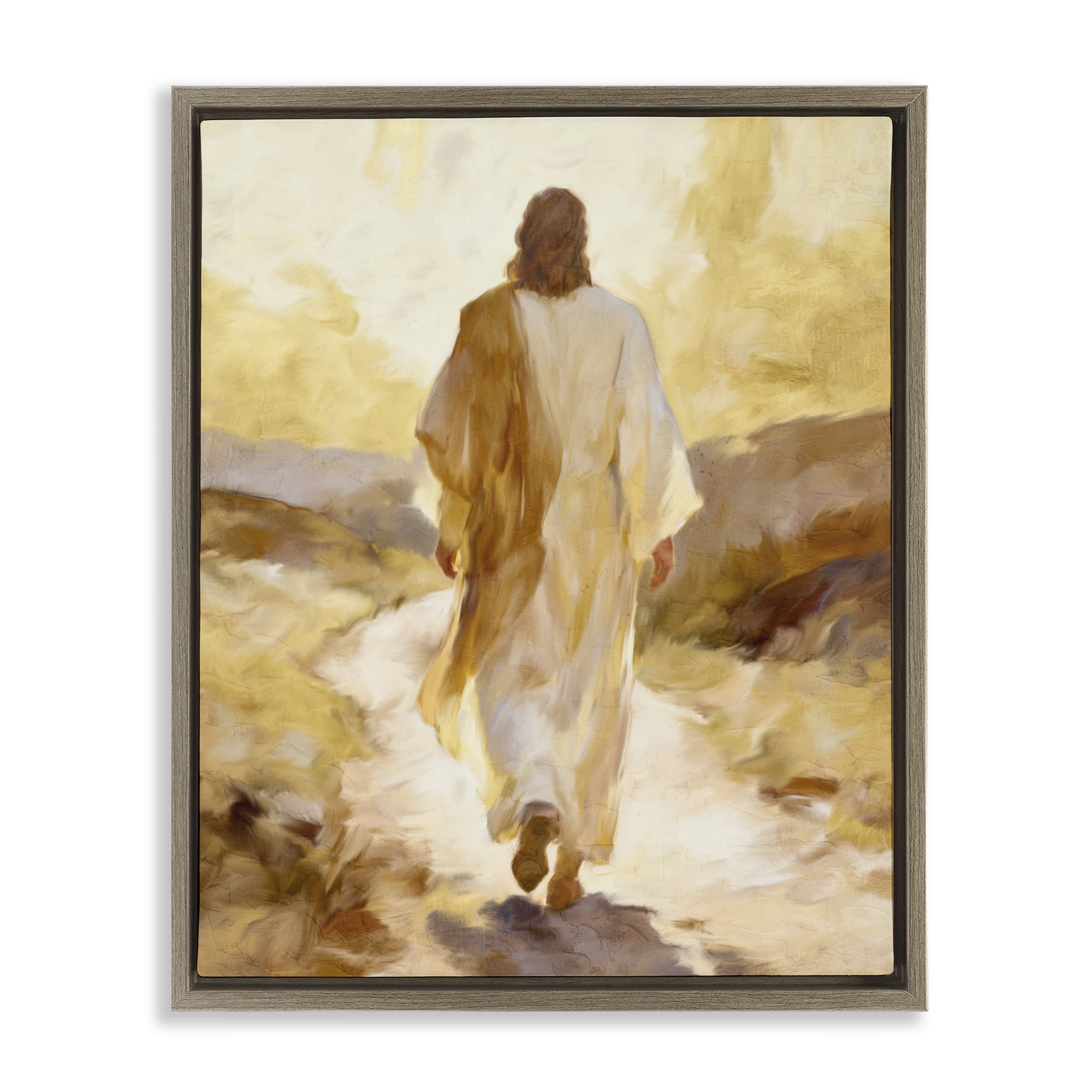 Stupell Industries Walk By Faith Sunset Brown Framed Floater Canvas Wall Art, design by Kim Allen
