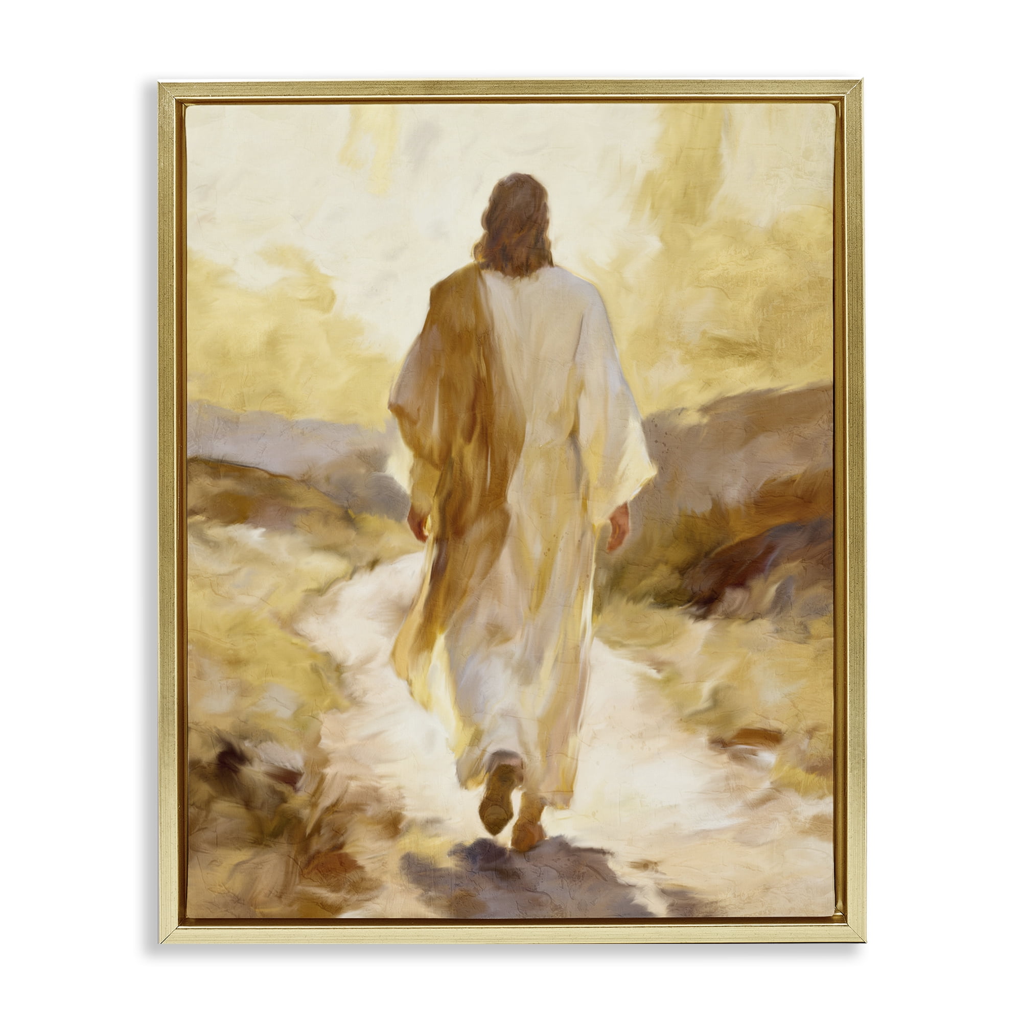 Stupell Industries Walk By Faith Sunset Gold Framed Floater Canvas Wall Art, design by Kim Allen