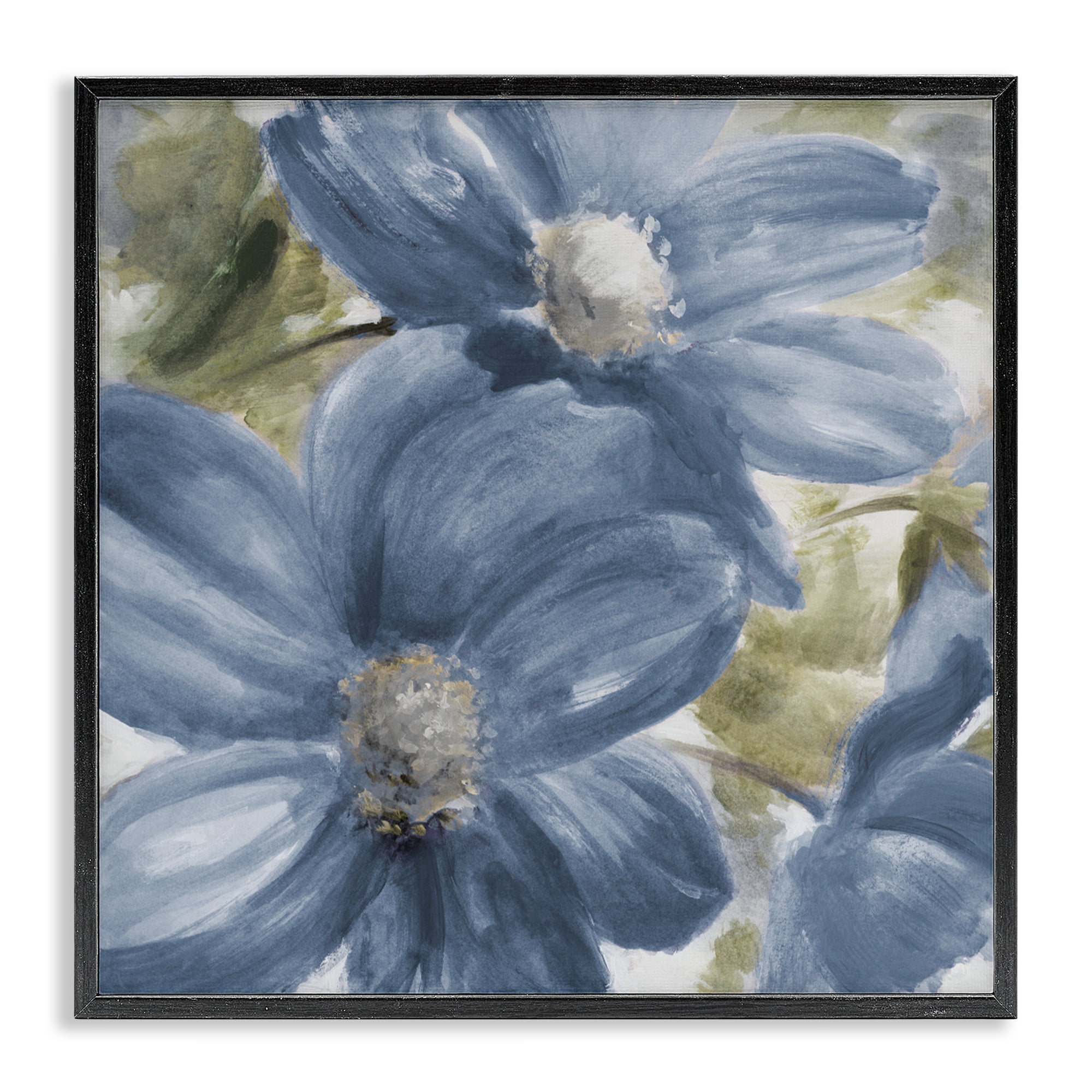 Stupell Industries Walk In Beauty Blue Flowers Black Framed Giclee Art, design by Lanie Loreth