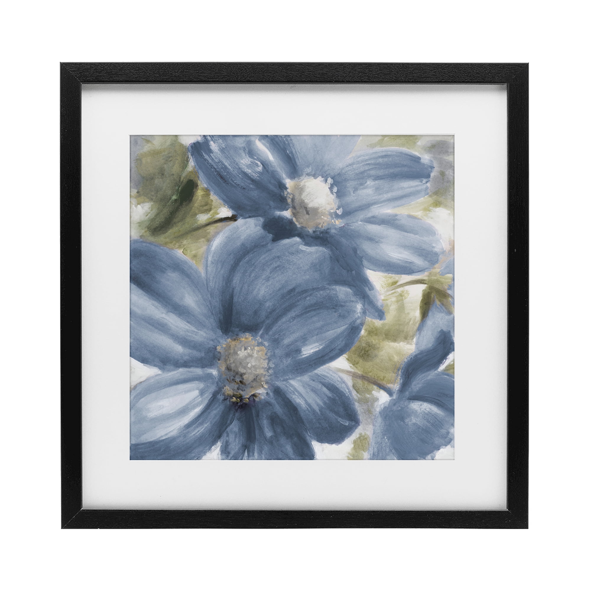 Stupell Industries Walk In Beauty Blue Flowers Black Framed Print Under Glass, design by Lanie Loreth