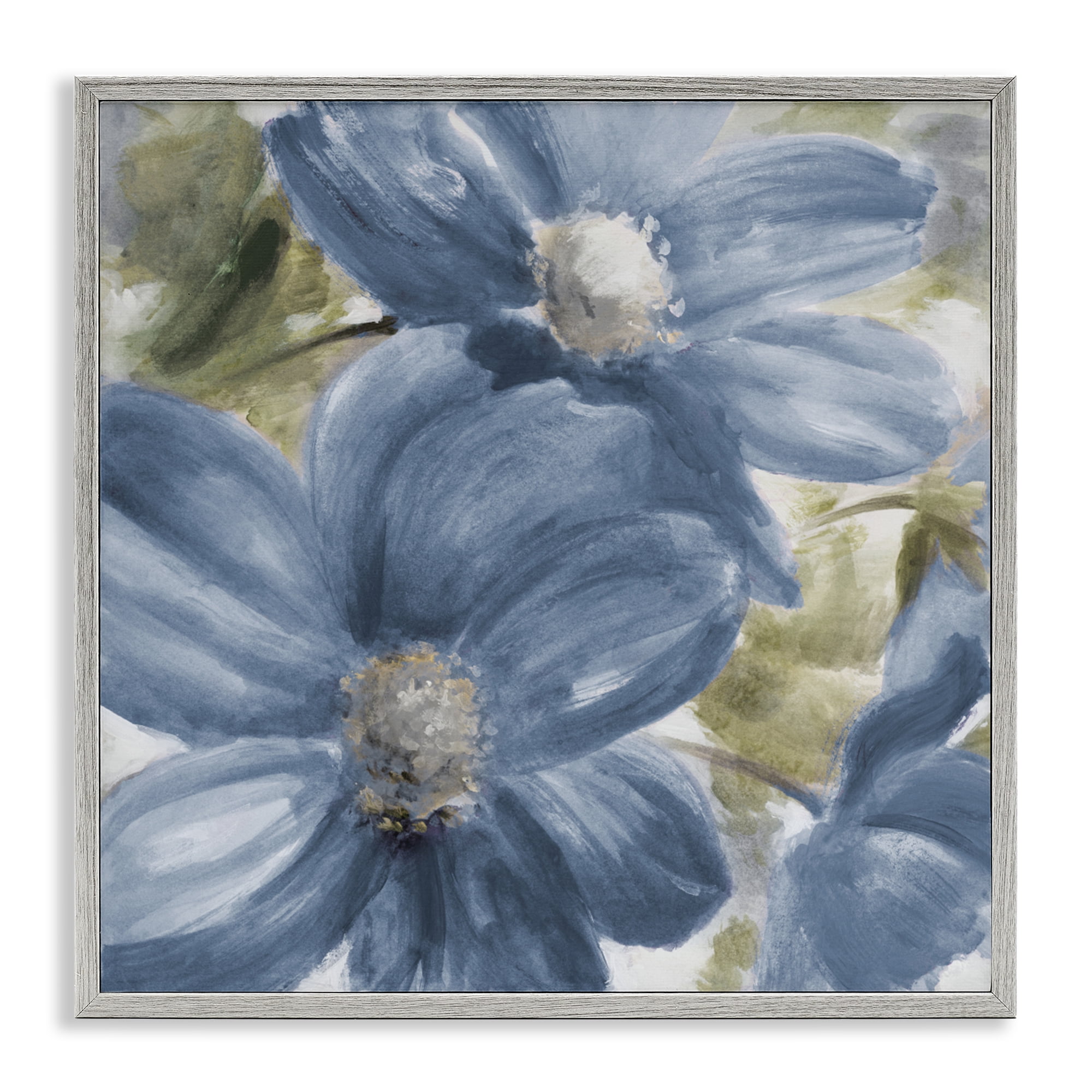 Stupell Industries Walk In Beauty Blue Flowers Gray Framed Giclee Art, design by Lanie Loreth