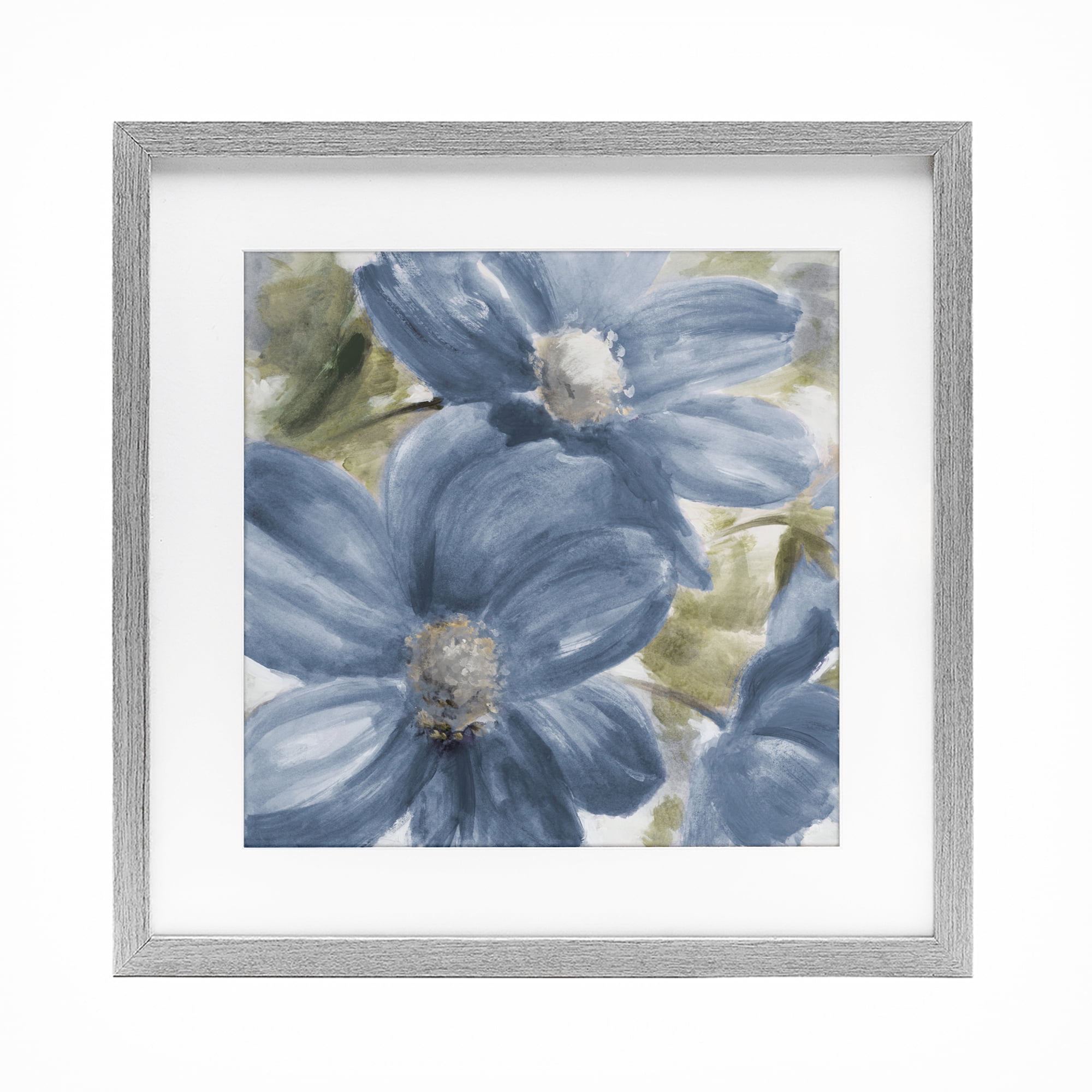 Stupell Industries Walk In Beauty Blue Flowers Gray Framed Print Under Glass, design by Lanie Loreth