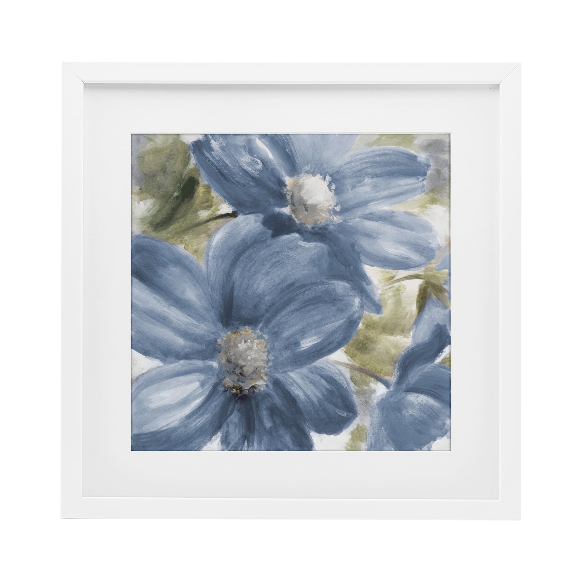 Stupell Industries Walk In Beauty Blue Flowers White Framed Print Under Glass, design by Lanie Loreth