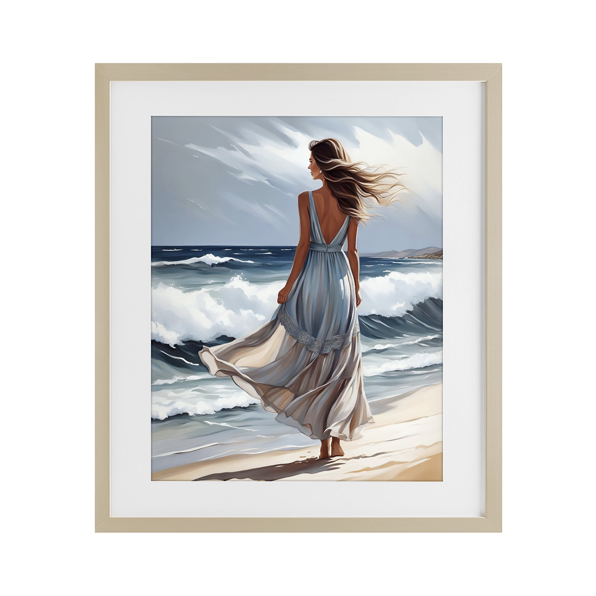 Stupell Industries Walk In The Waves Birch Framed Print Under Glass, design by Tabz Jones