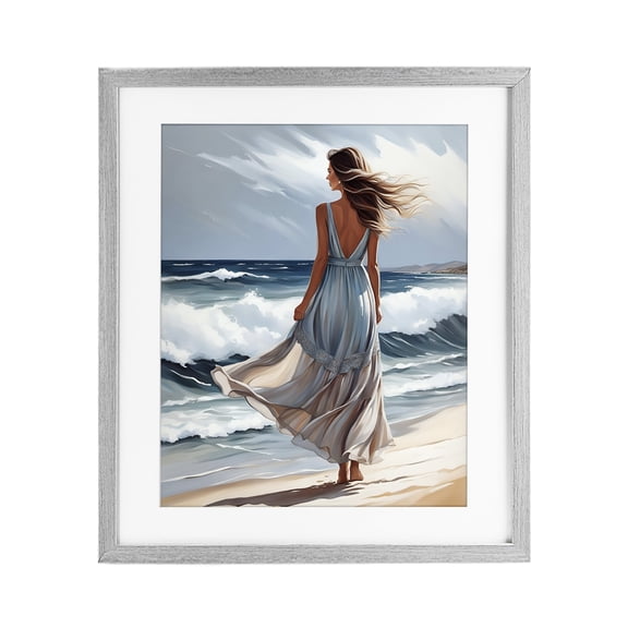 Stupell Industries Walk In The Waves Gray Framed Print Under Glass, design by Tabz Jones